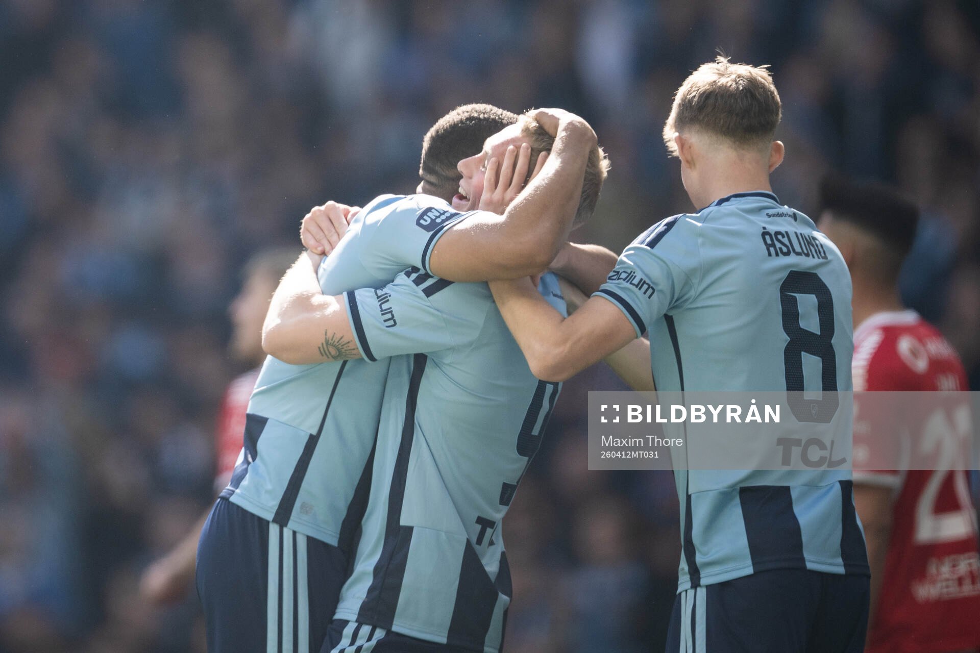 Djurgårdens Kristian Lien jublar med lagkamrater