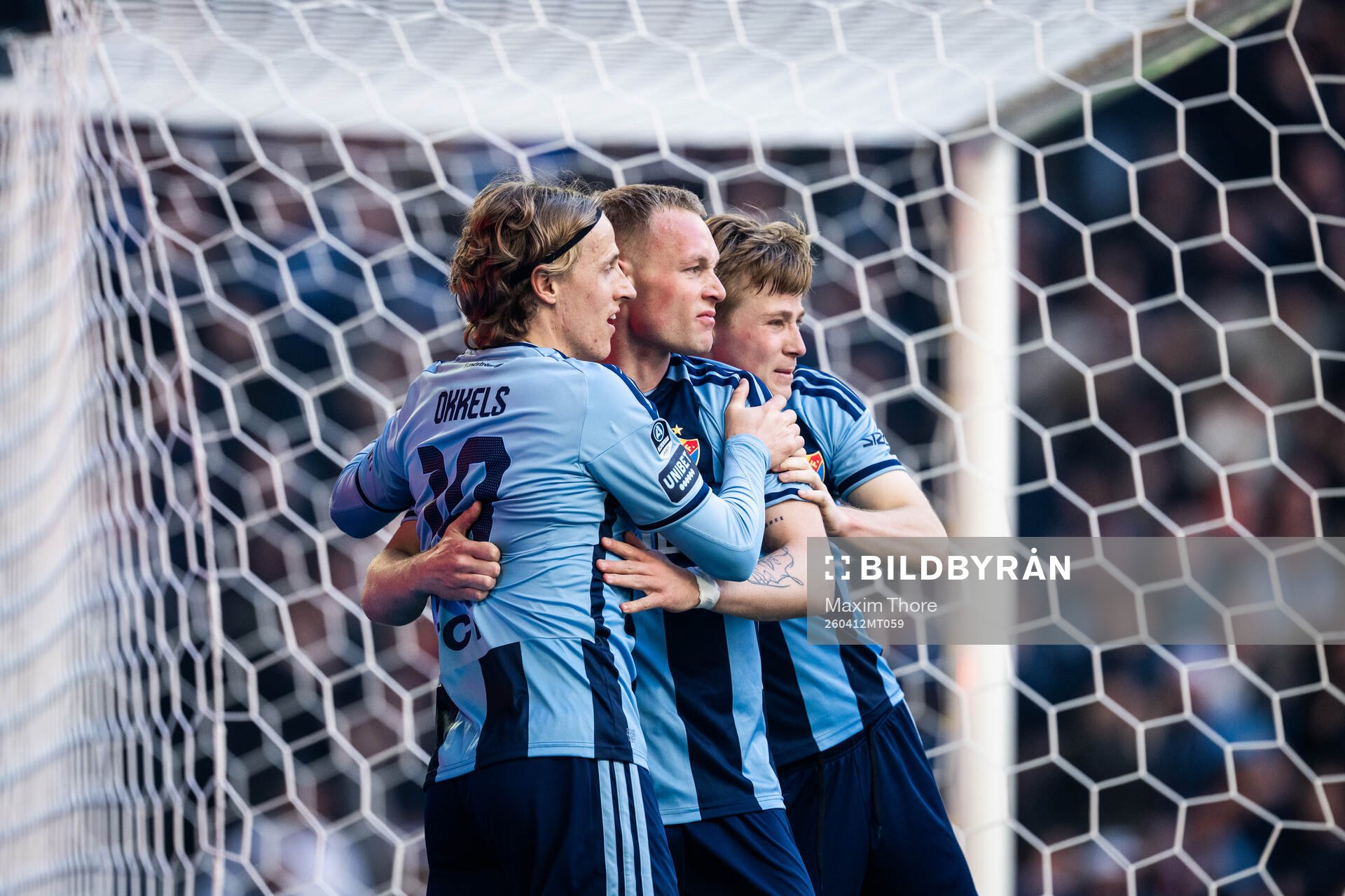 Djurgårdens Kristian Lien jublar med Jeppe Okkels