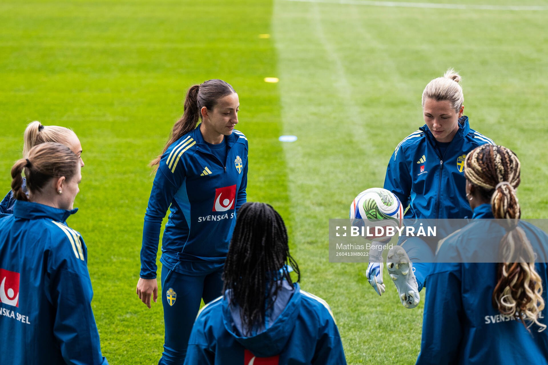 Rosa Kafaji and goalkeeper Jennifer Falk of the Swedish