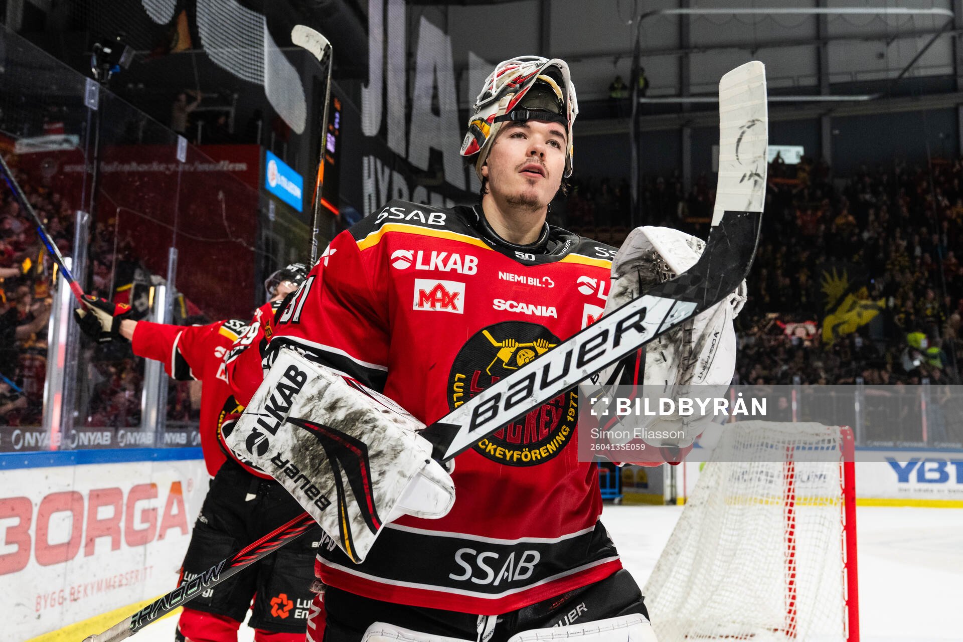 Luleås målvakt Matteus Ward jublar