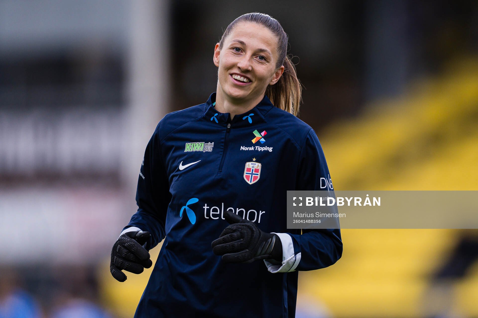 Goalkeeper Cecilie Fiskerstrand of Norway warms up