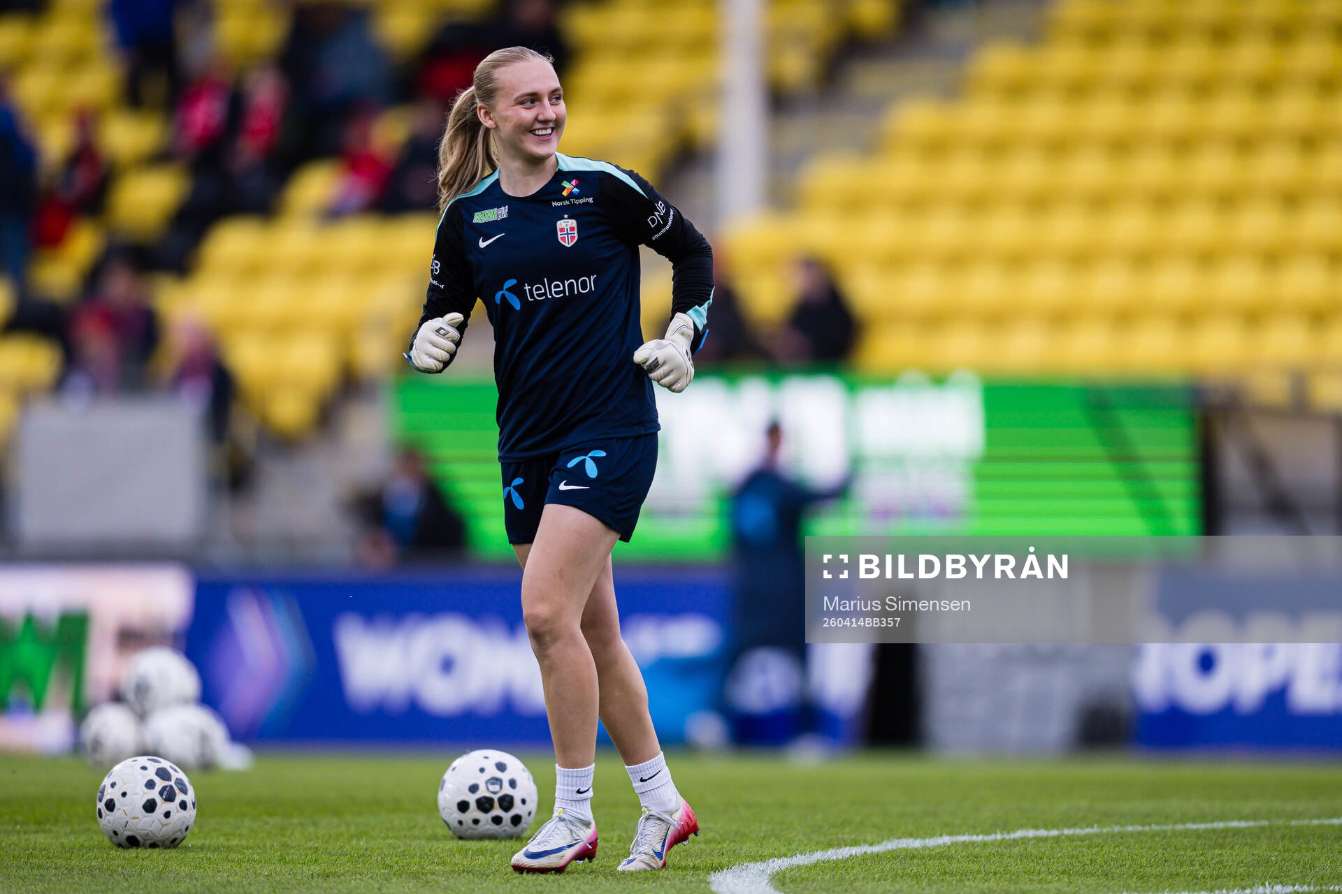 Goalkeeper Sunniva Skoglund of Norway warms up