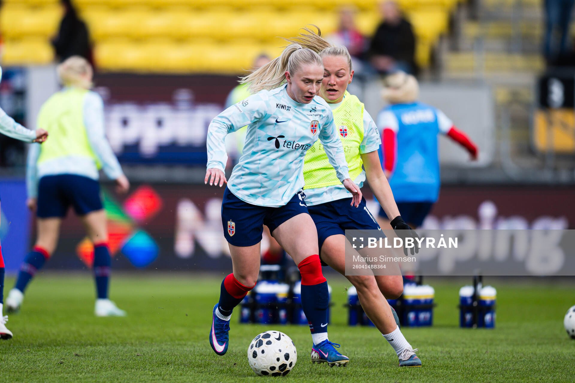 Thea Bjelde of Norway warms up