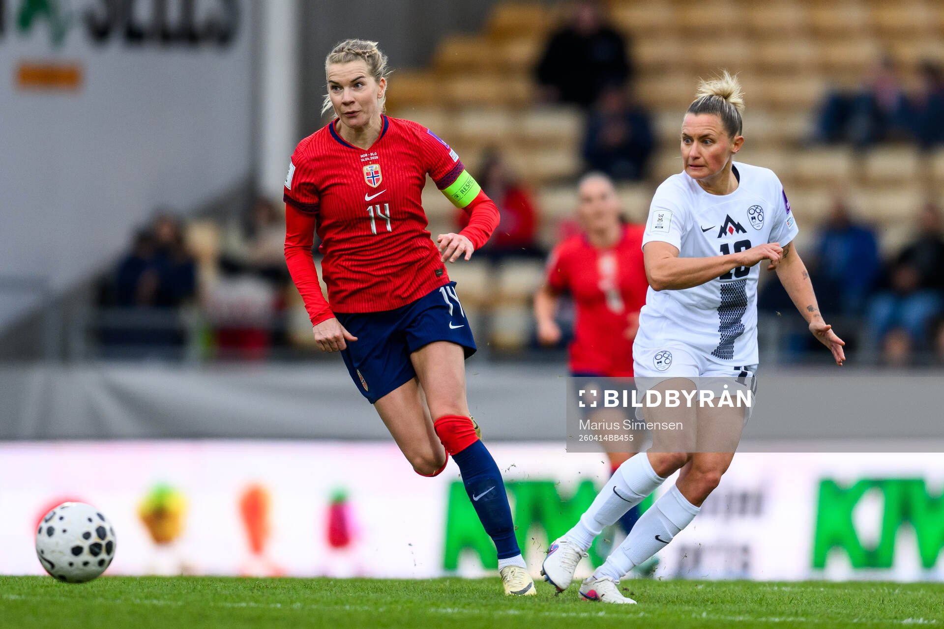 Ada Hegerberg of Norway and Dominika Conc of Slovenia