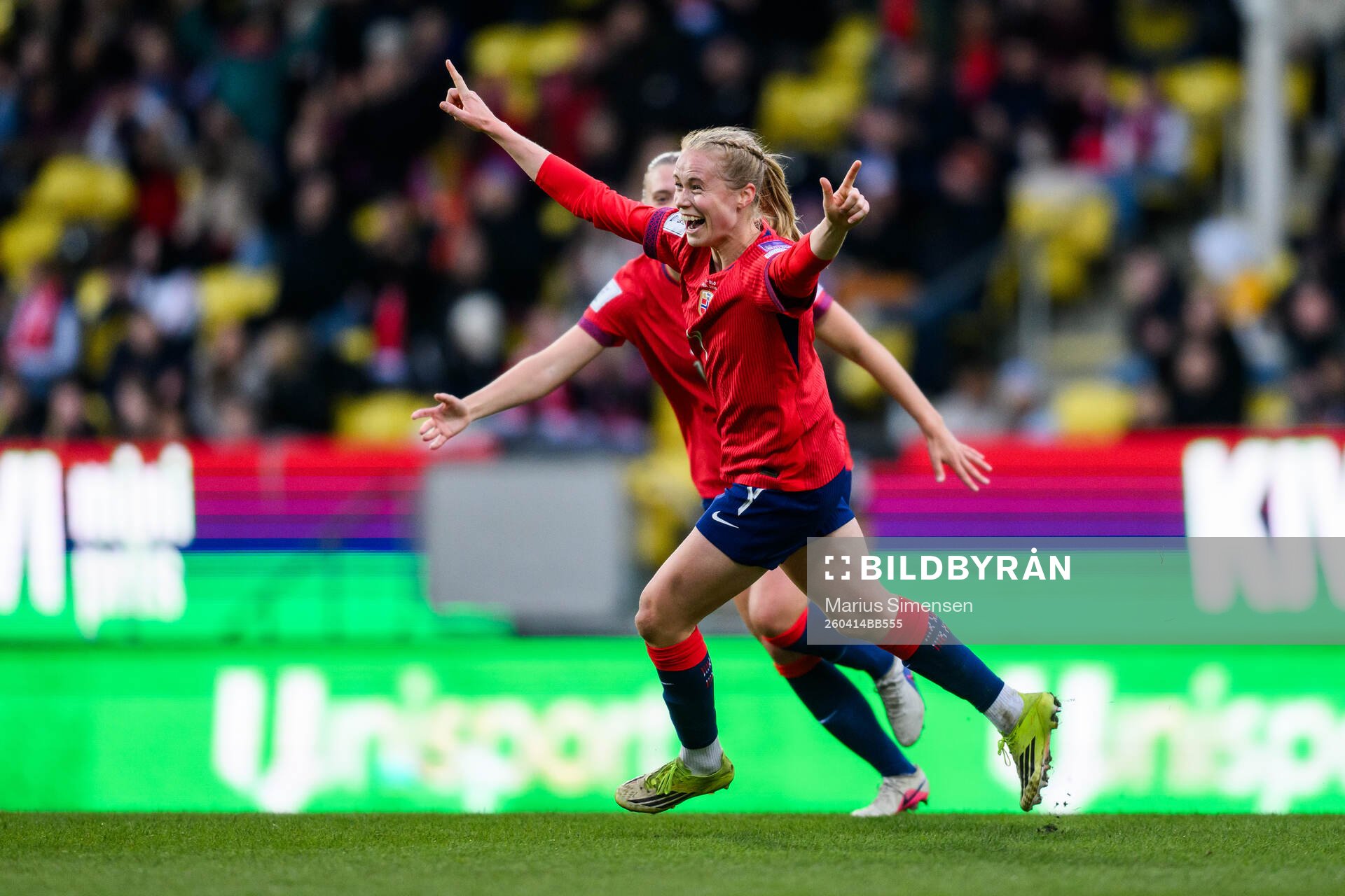 Julie Blakstad of Norway celebrates