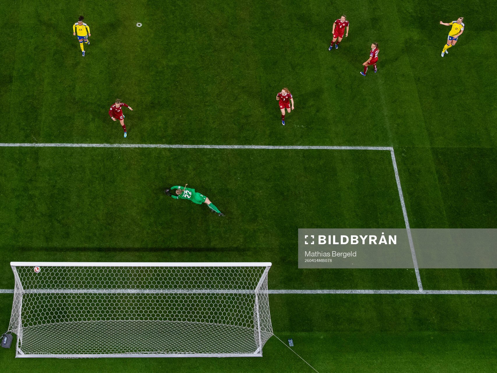 Stina Blackstenius of Sweden with a shot against goalkeeper