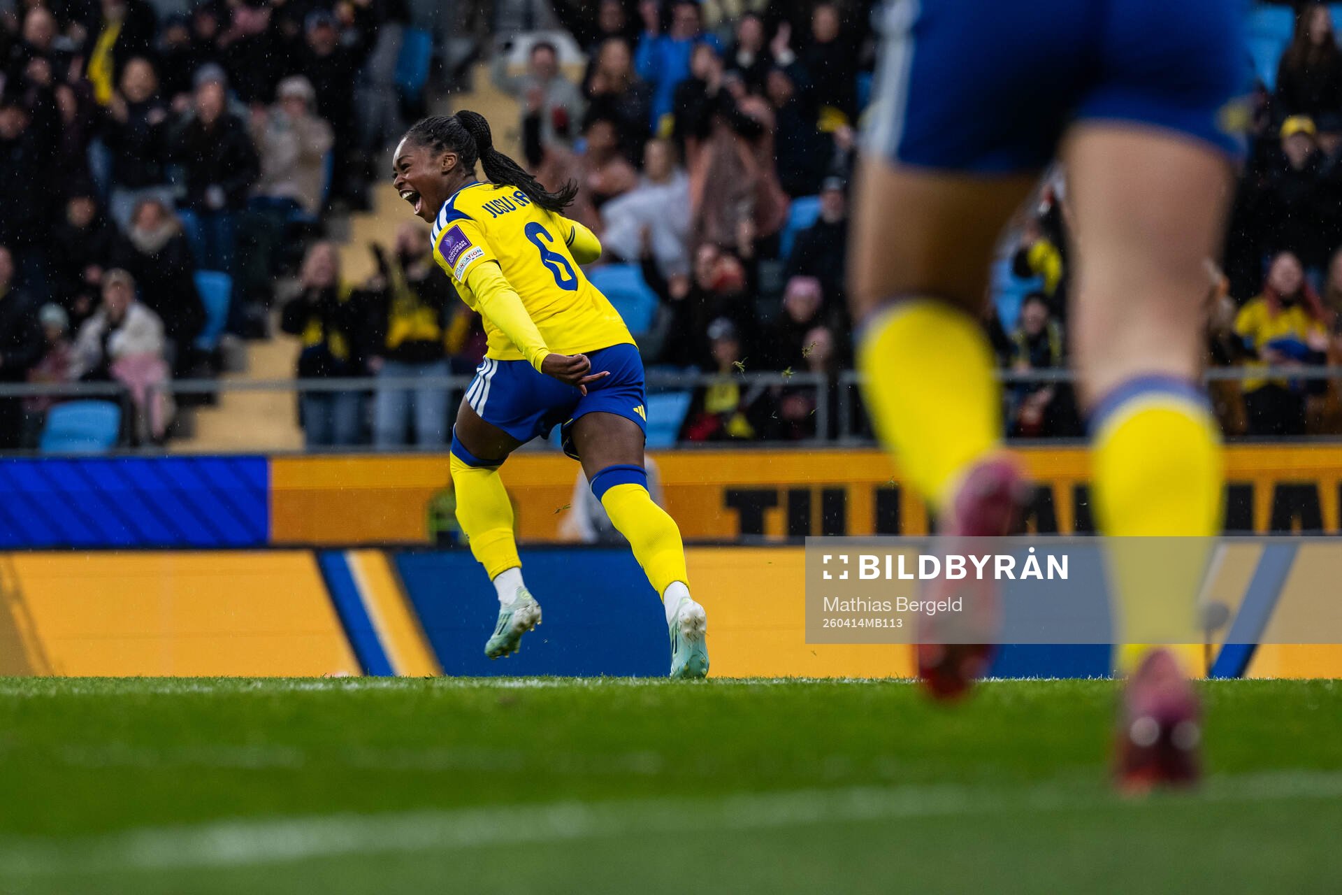 Monica Jusu Bah of Sweden celebrates