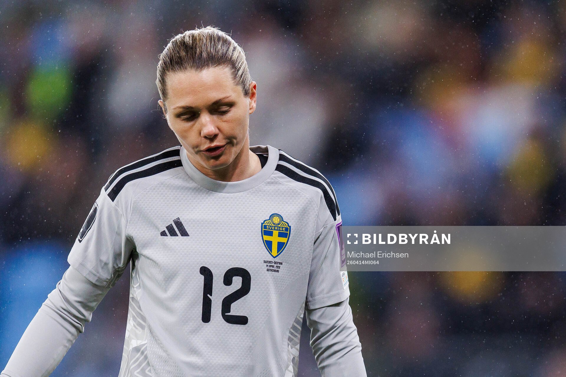 goalkeeper Jennifer Falk of Sweden looks dejected