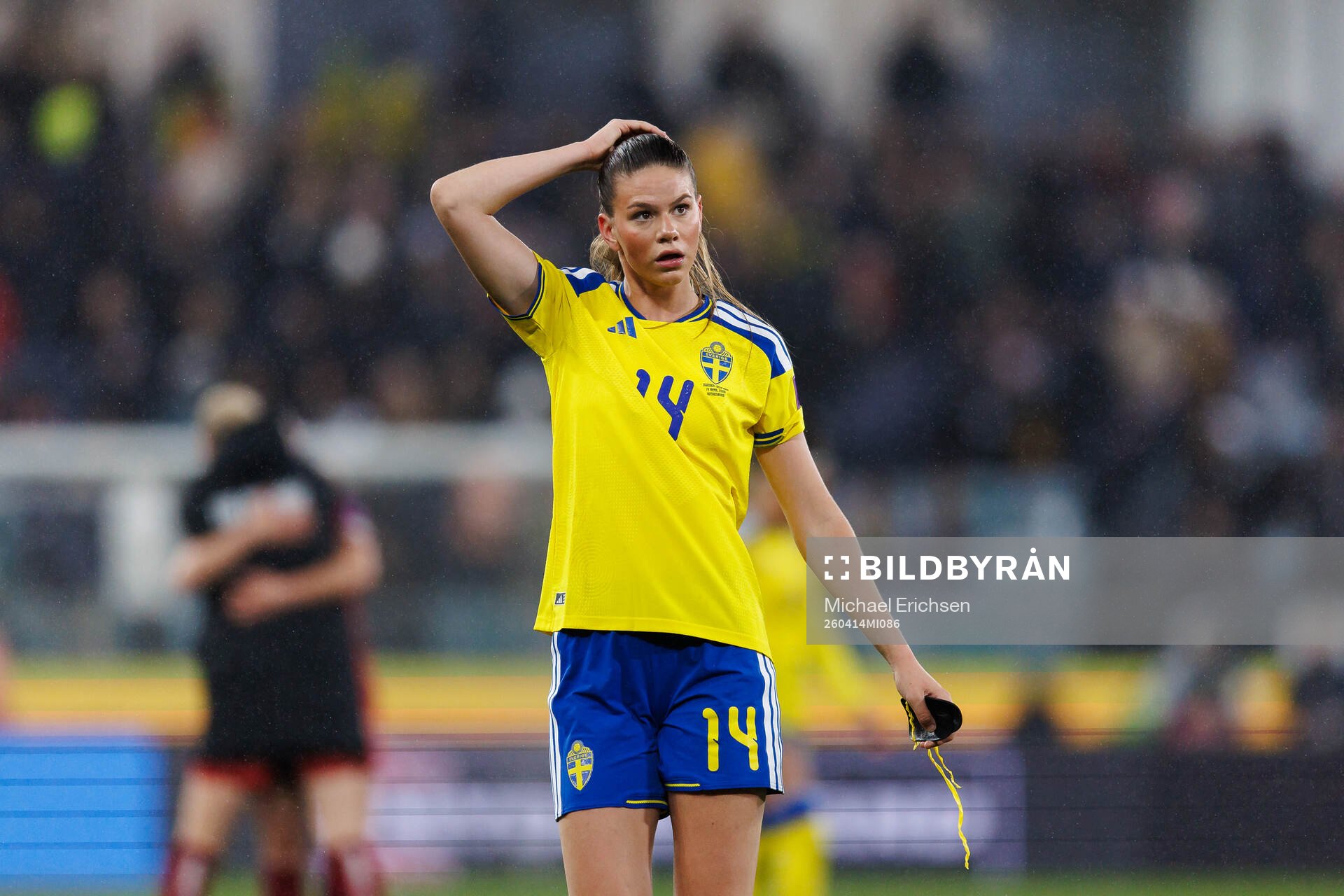 Bella Andersson of Sweden looks dejected