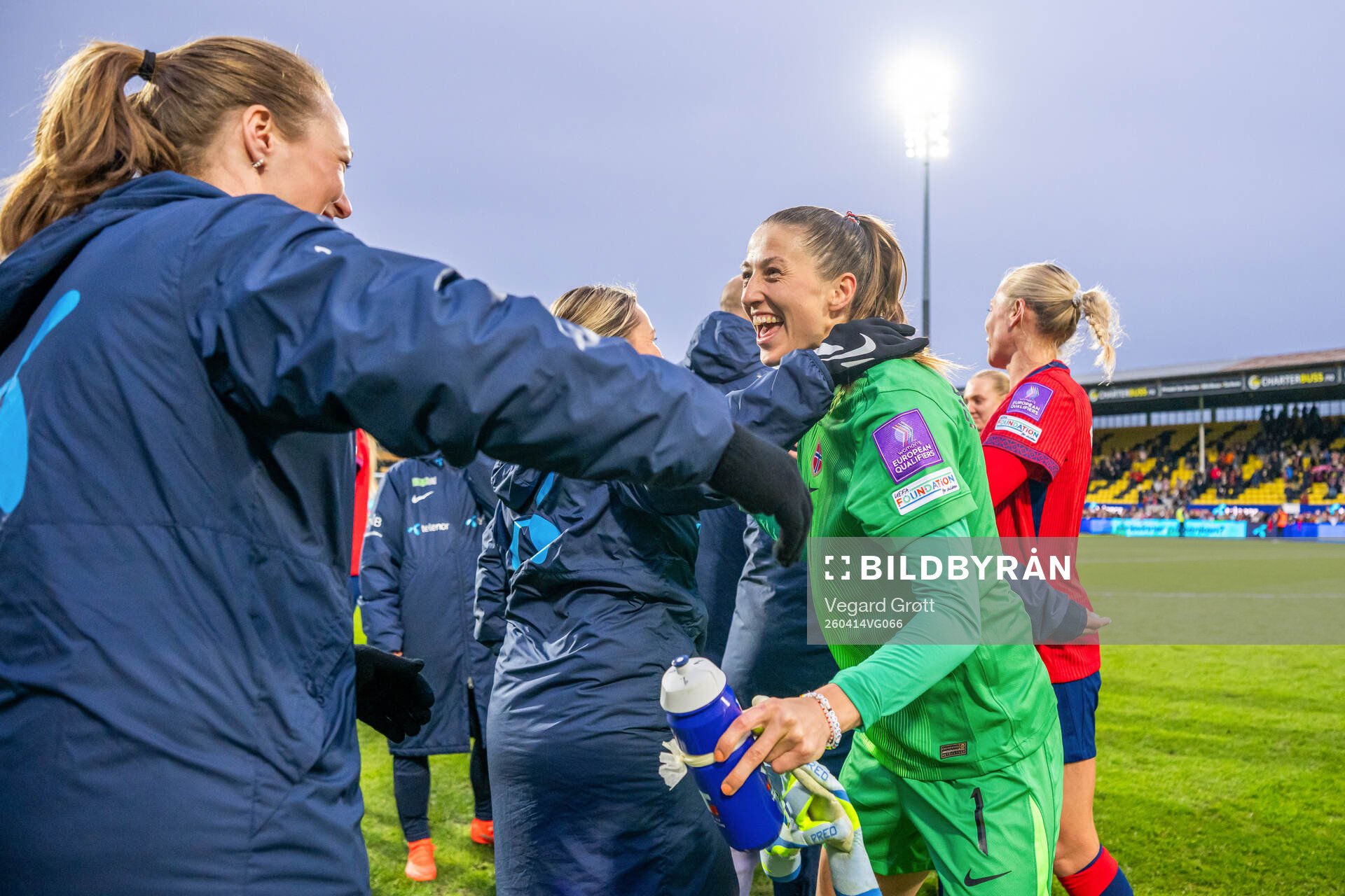 Goalkeeper Cecilie Fiskerstrand of Norway celebrates