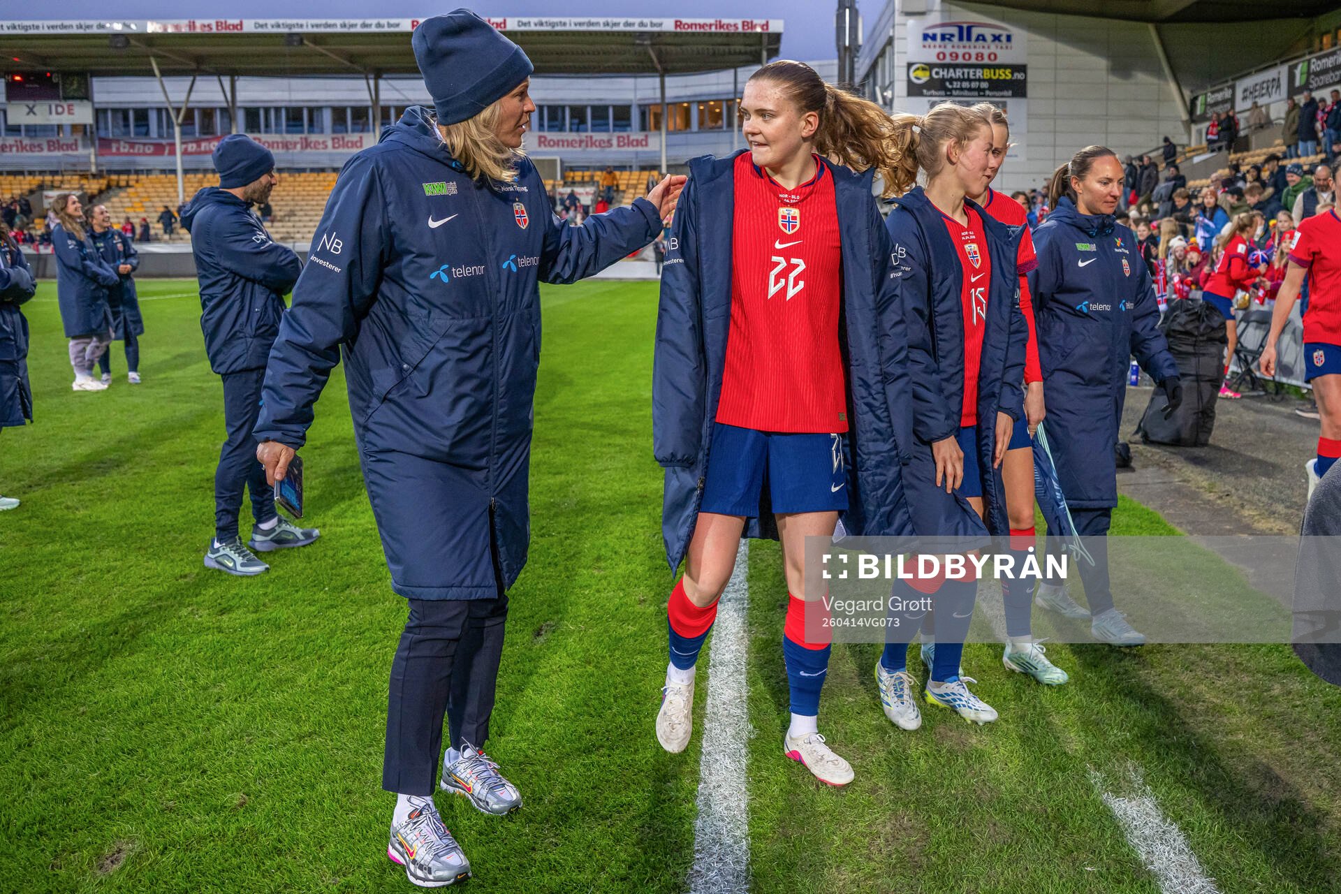 Press officer Carina Olset Hovda and Signe Gaupset of Norway