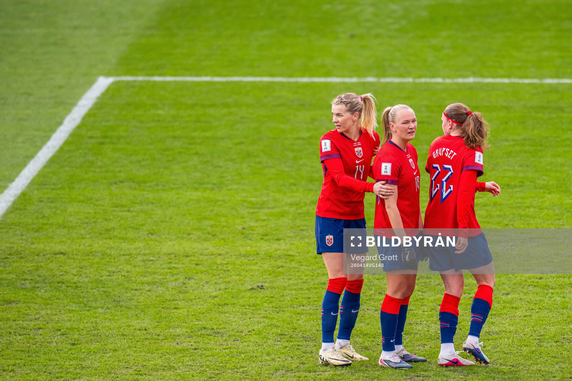 Ada Hegerberg, Frida Maanum and Signe Gaupset of Norway