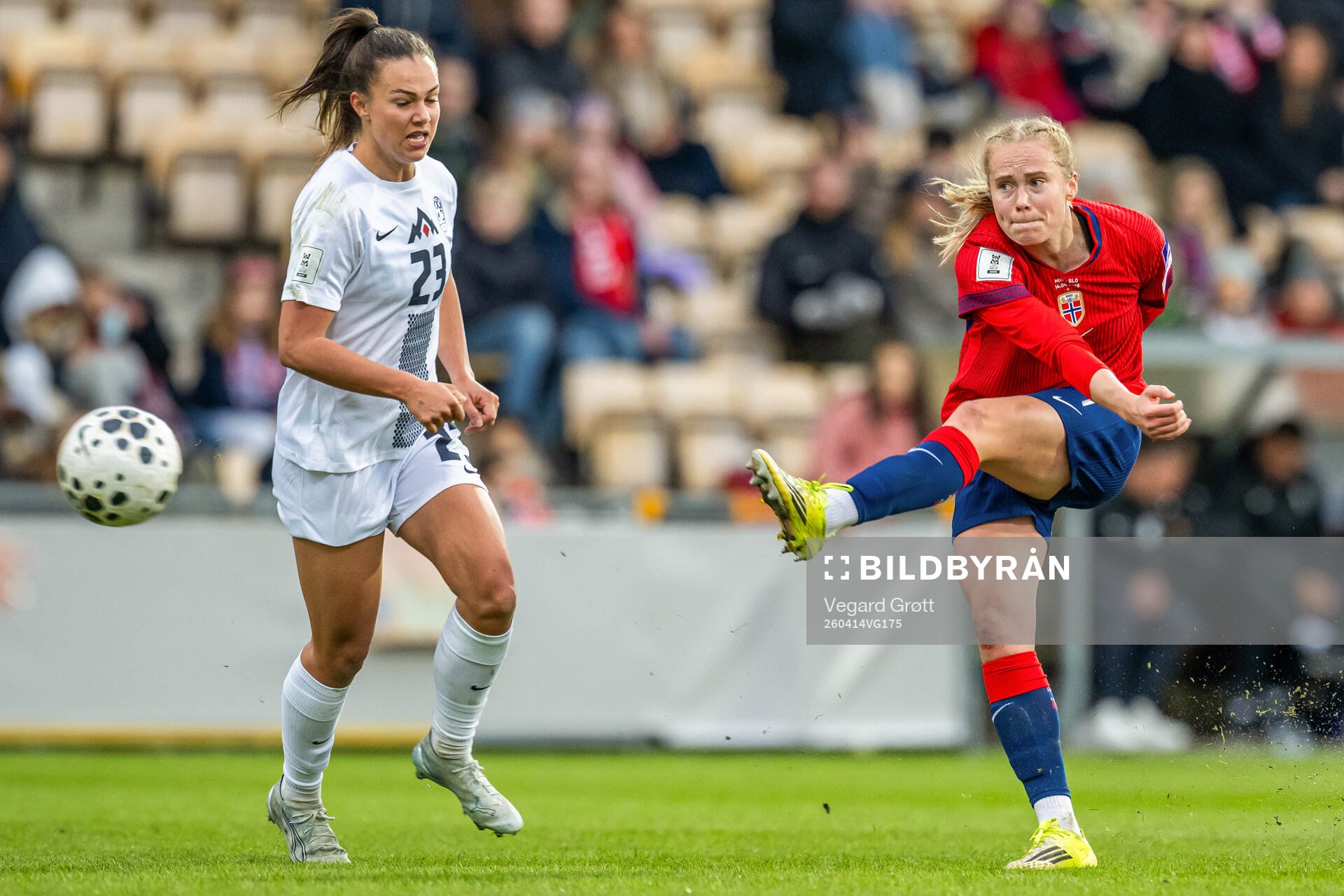 Julie Blakstad of Norway scores the 2-0 goal