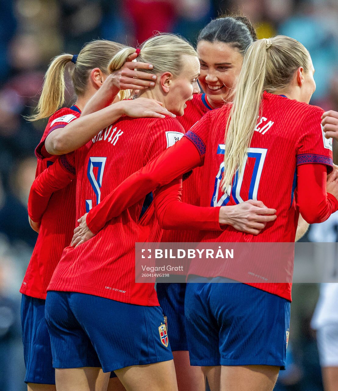 Karina Sævik of Norway celebrates with Ingrid Syrstad