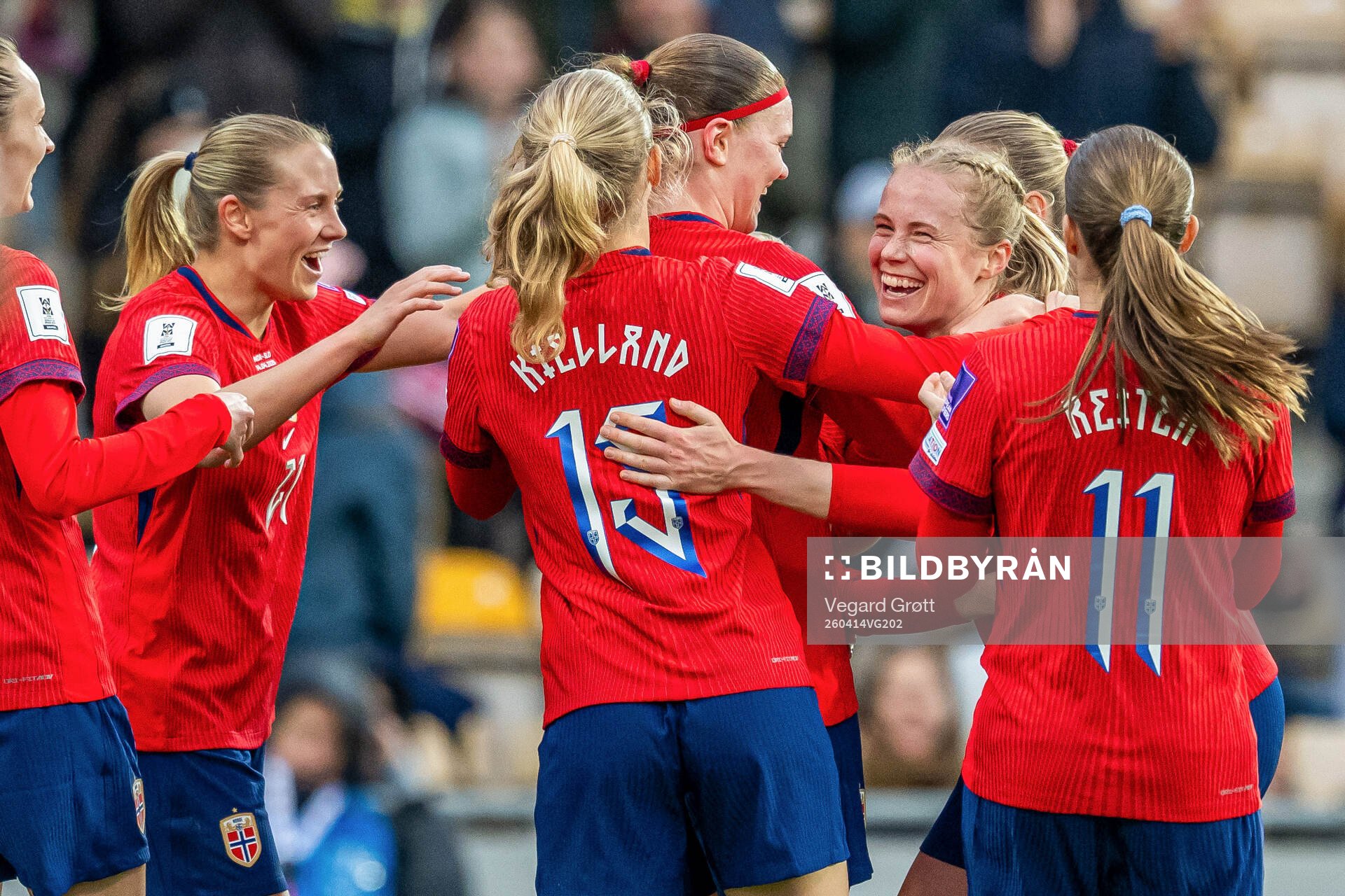 Julie Blakstad of Norway celebrates with Lisa Naalsund,