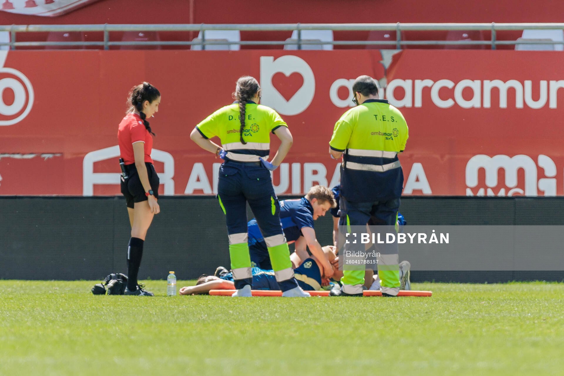 Hanna Wijk of Sweden receives medical attention