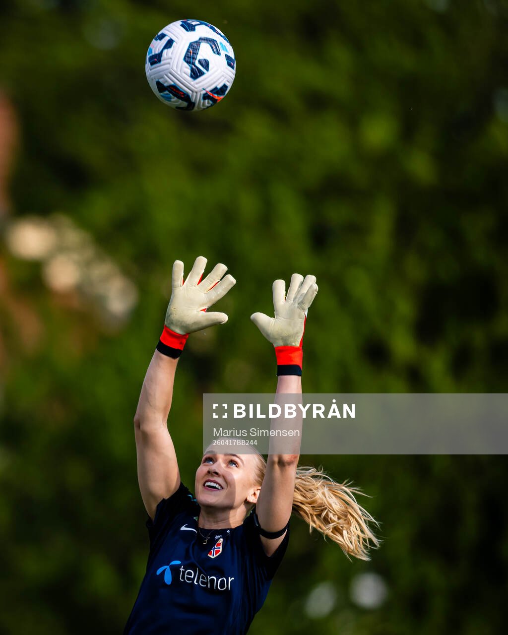 Goalkeeper Selma Panengstuen of the Norwegian women’s