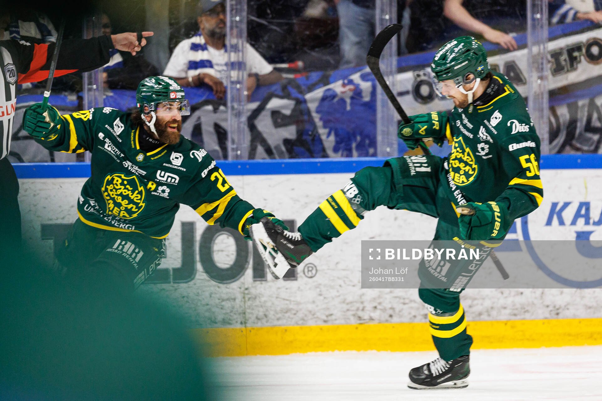Björklövens Mathew Maione och Fredrik Forsberg jublar