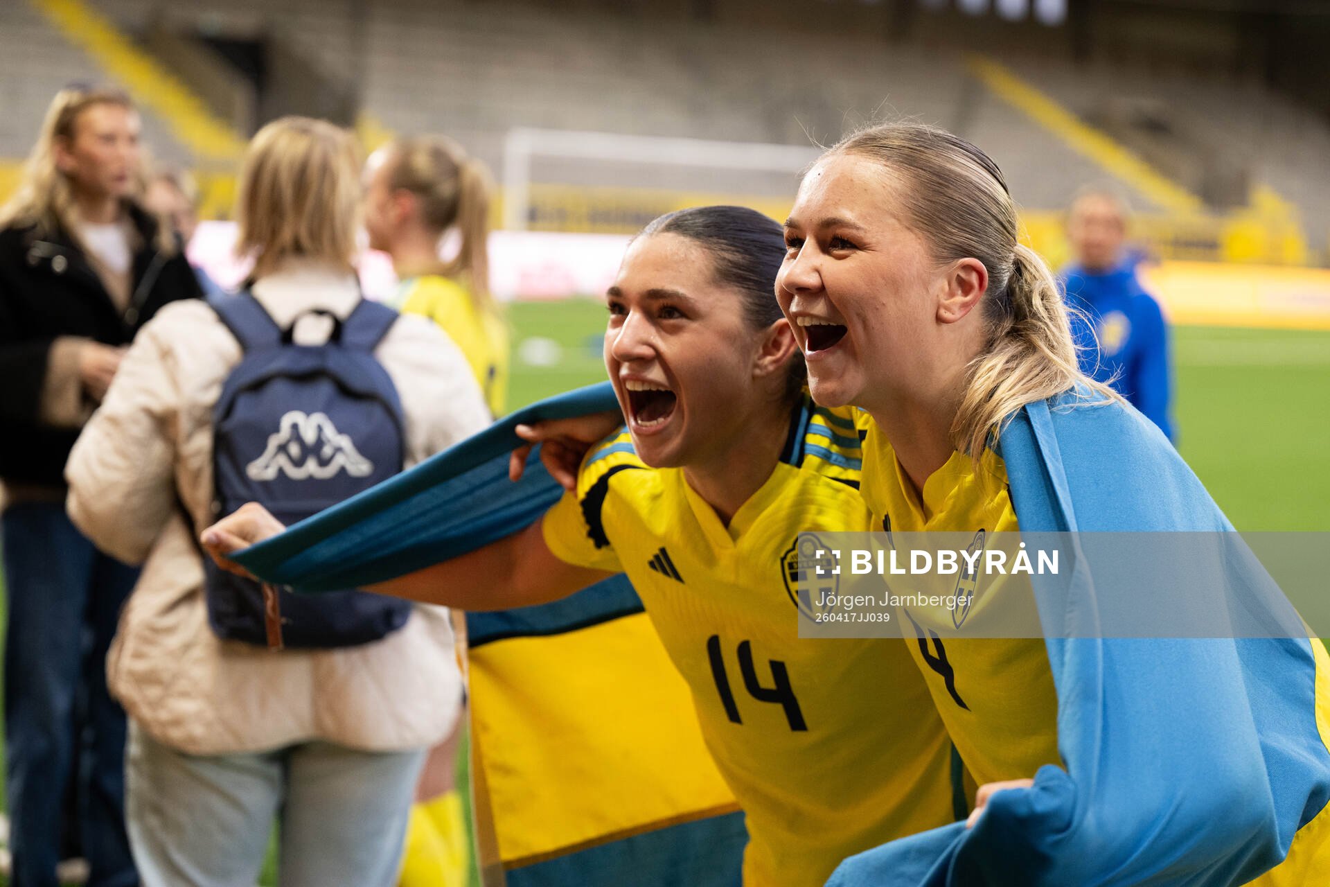 Thea Staffansson and Alice Broman of Sweden celebrate