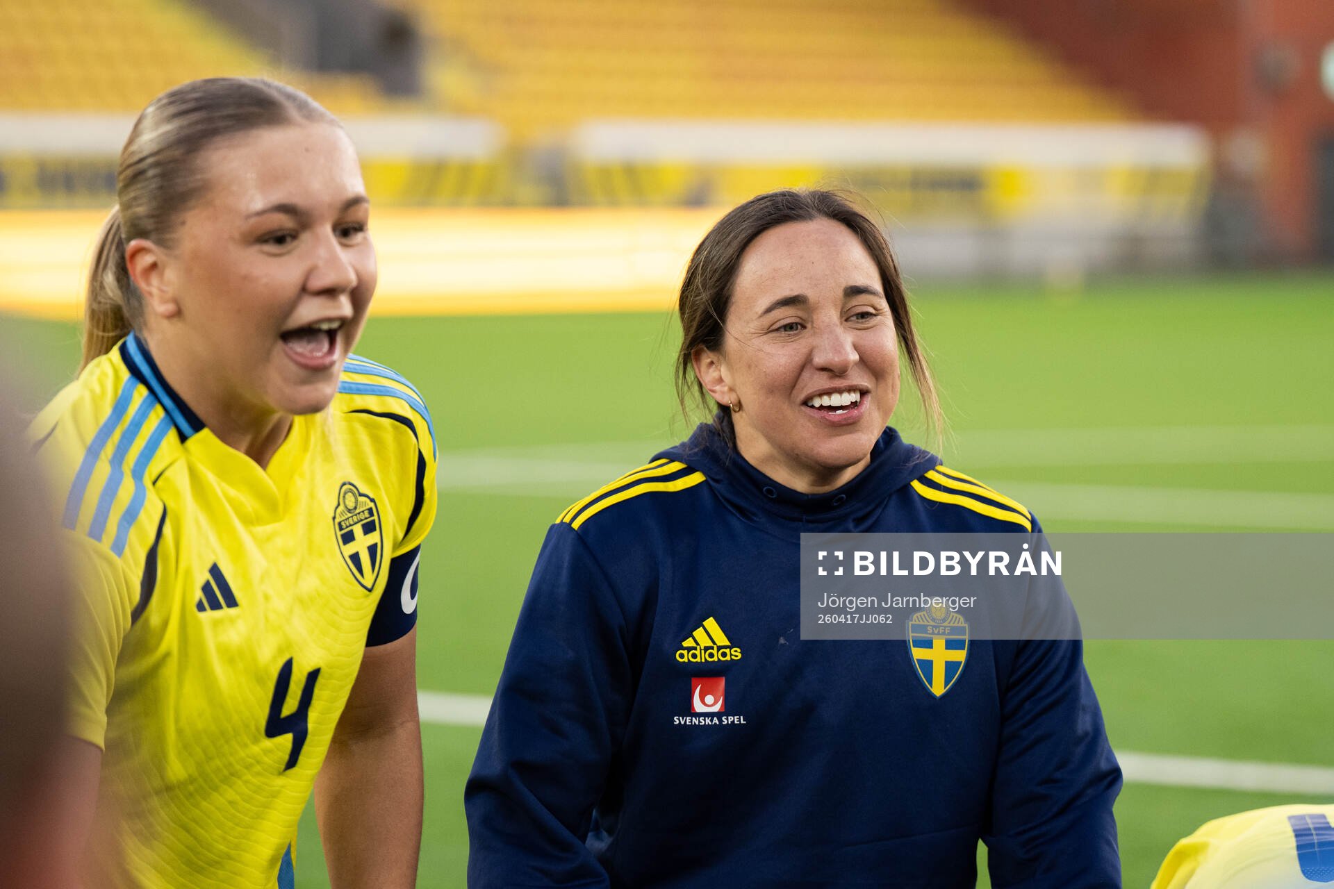 Coach Briana Campos of Sweden celebrates