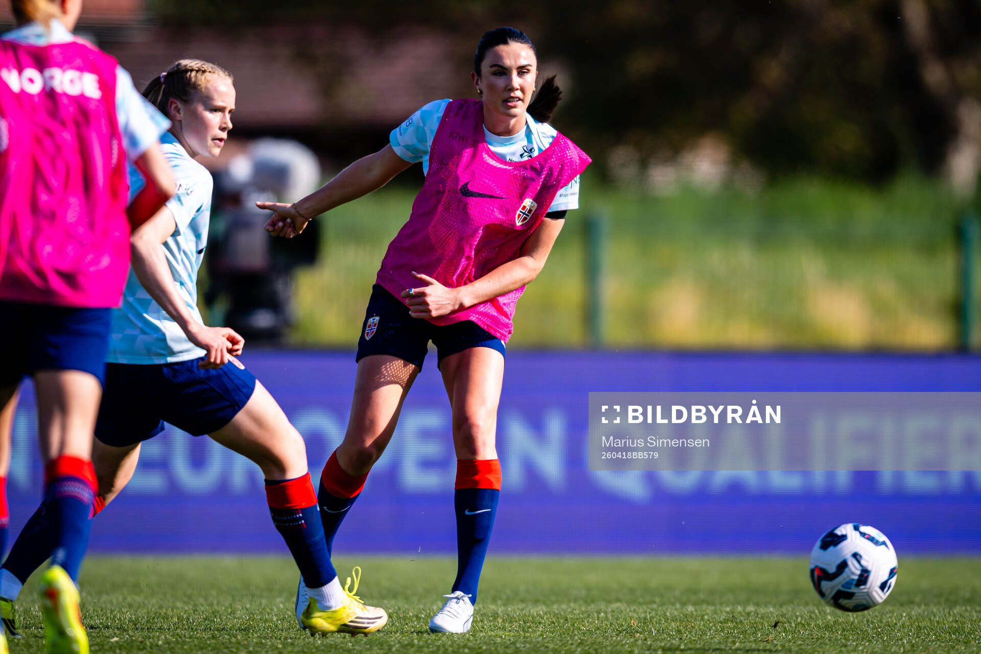 Ingrid Syrstad Engen of Norway warms up