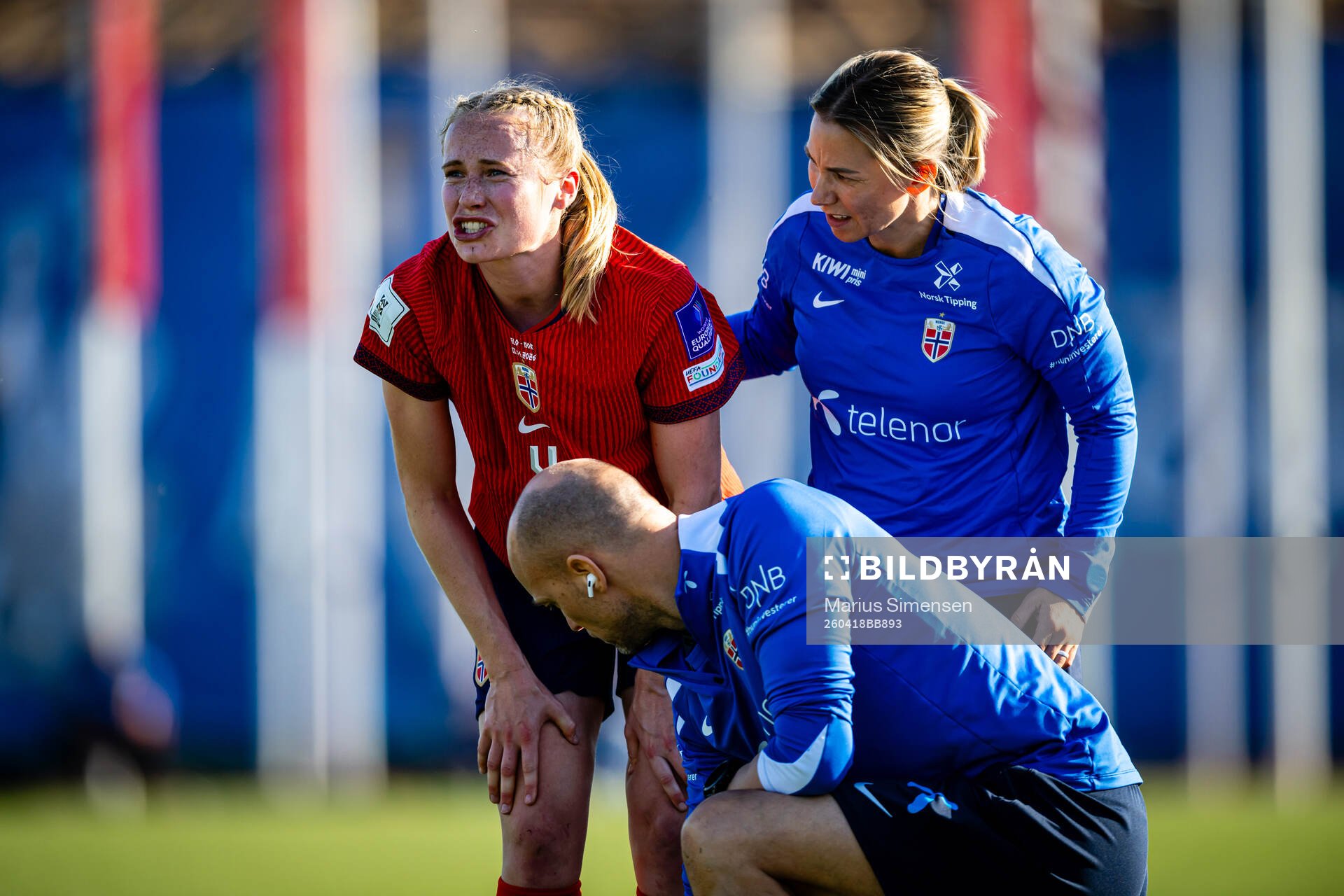 Julie Blakstad of Norway with an injury