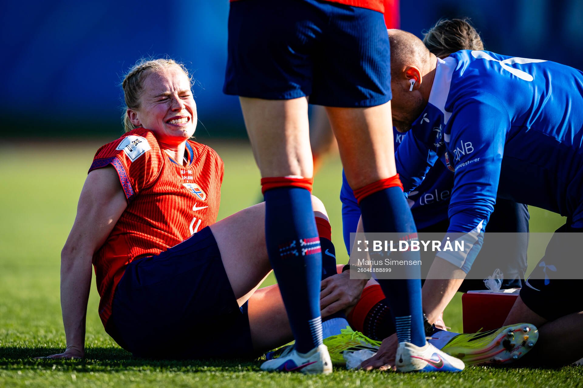Julie Blakstad of Norway with an injury