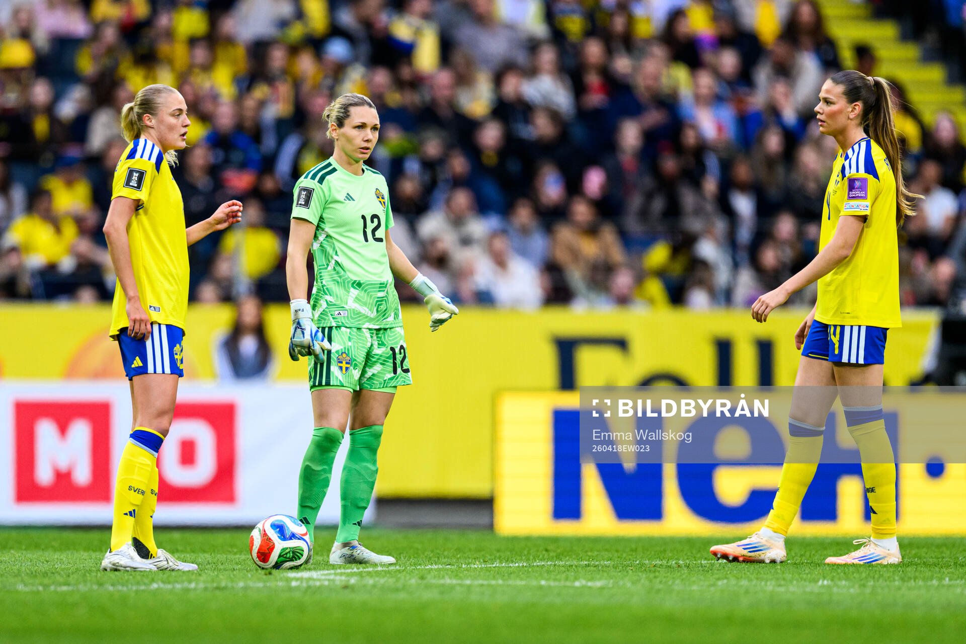 Elma Junttila Nelhage, goalkeeper Jennifer Falk and Bella