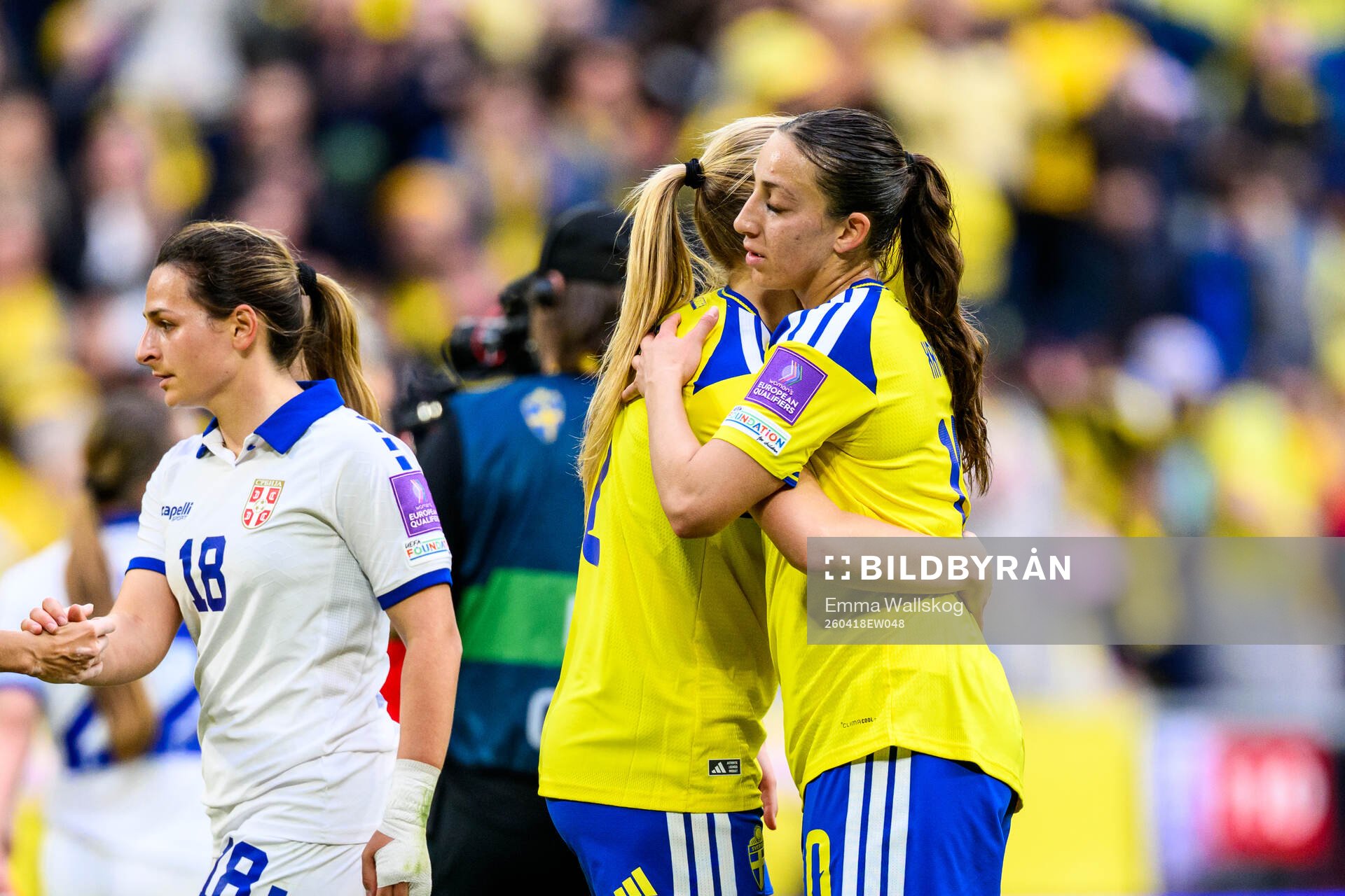 Smilla Holmberg and Rosa Kafaji of Sweden celebrate