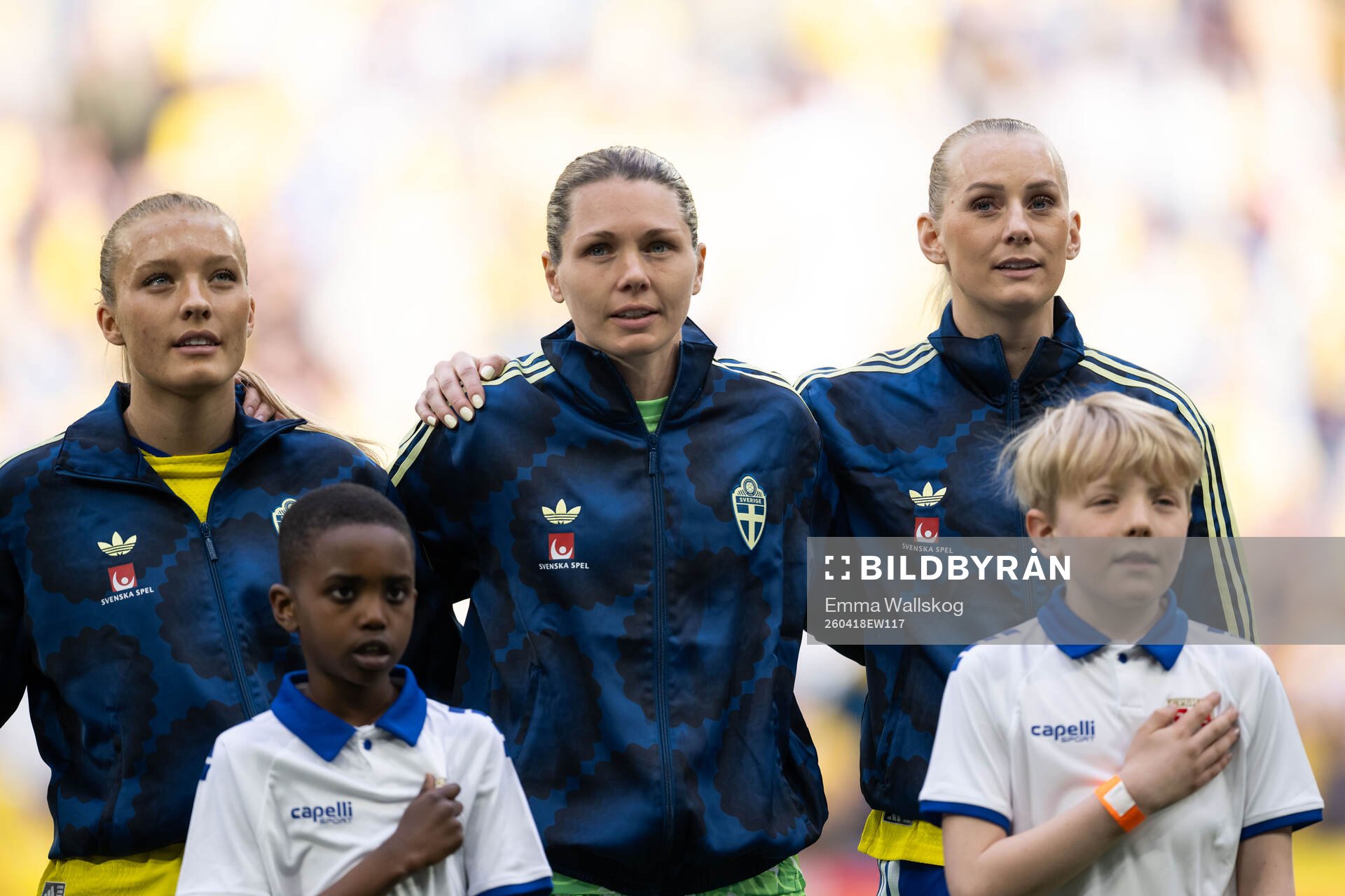 Smilla Holmberg, goalkeeper Jennifer Falk and Stina