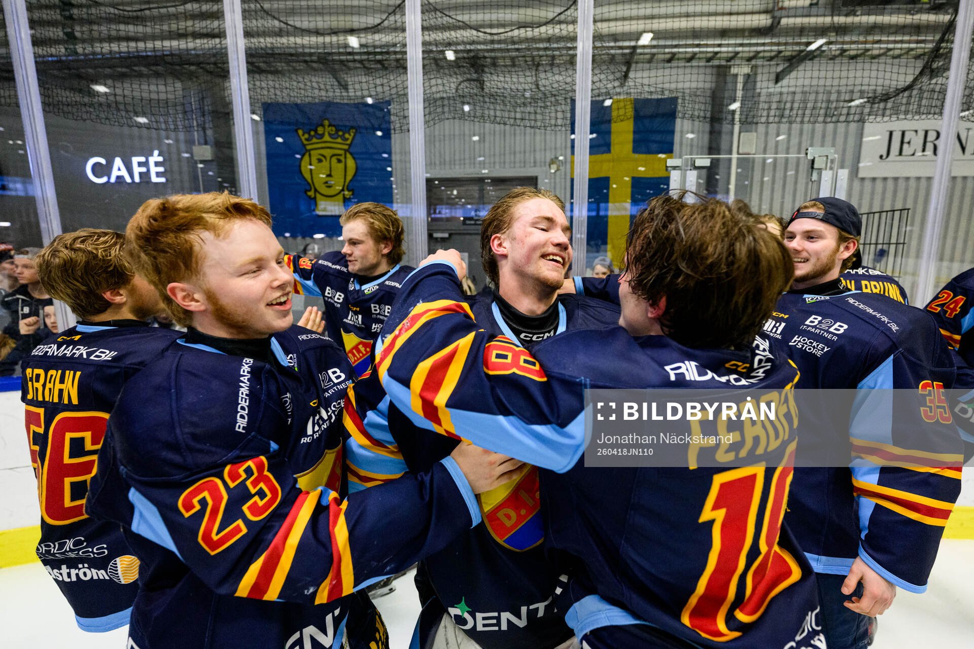Djurgårdens Carl Carlenius, målvakt Hugo Severgardh och