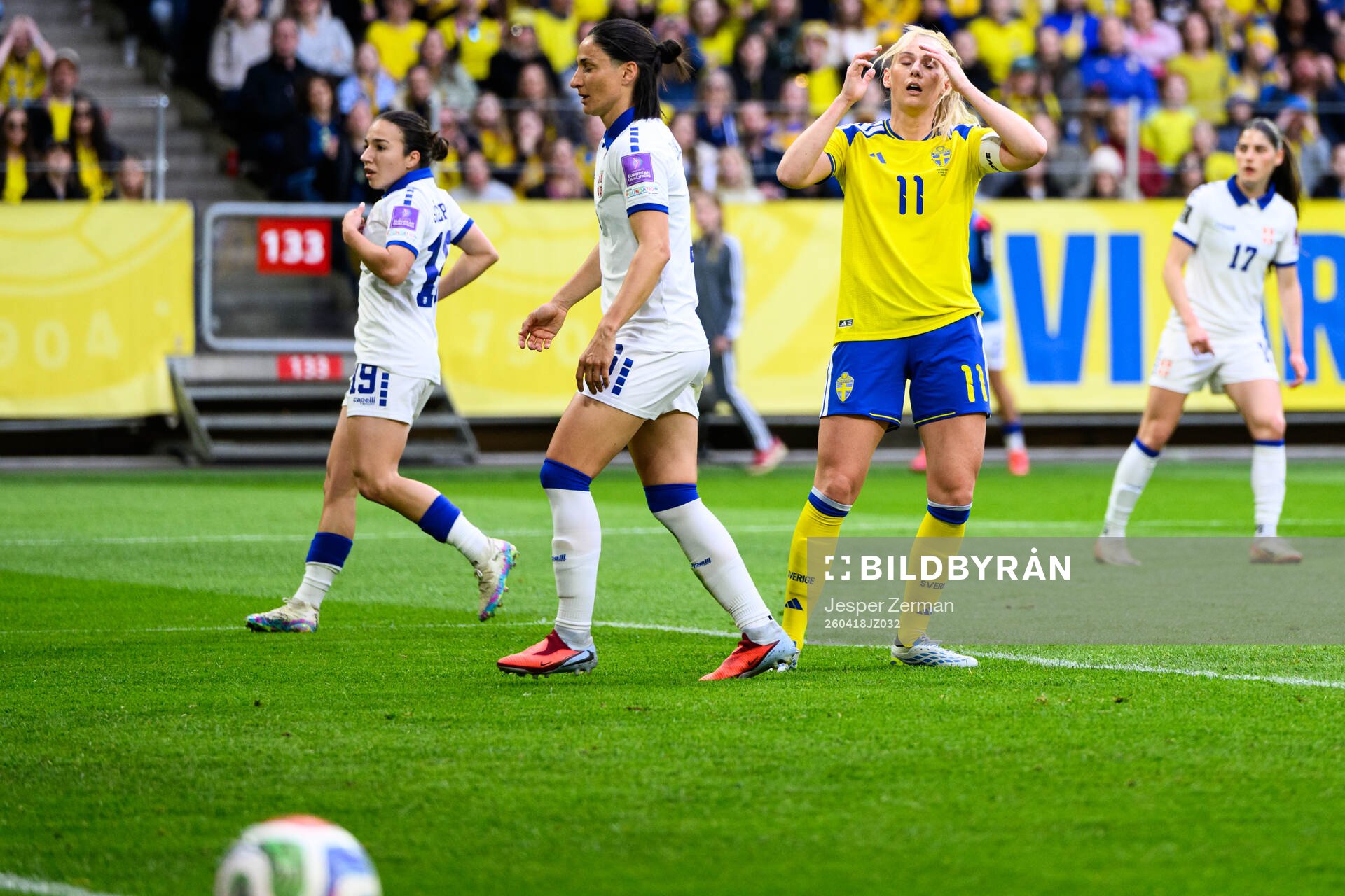 Stina Blackstenius of Sweden looks dejected