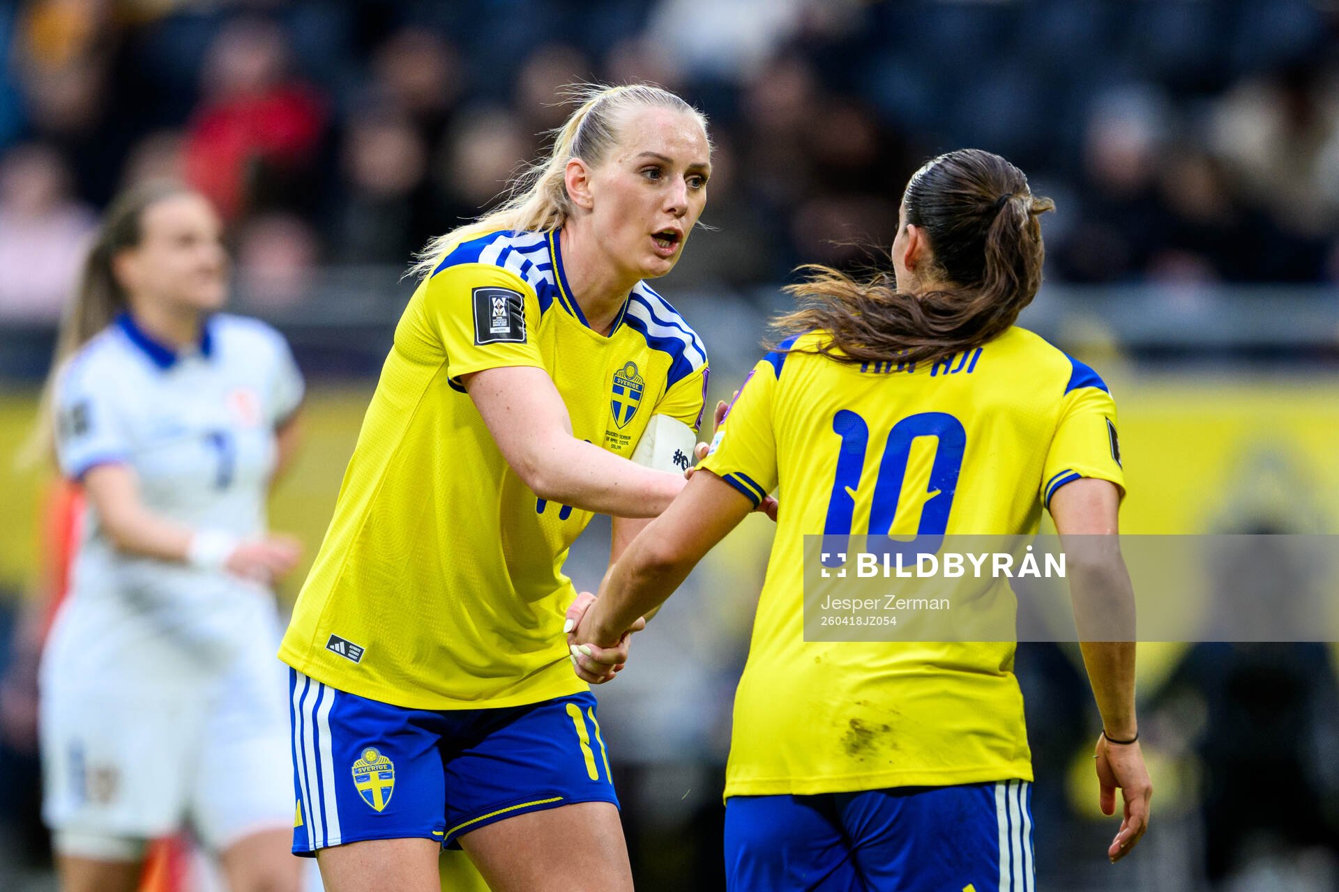 Stina Blackstenius and Rosa Kafaji of Sweden