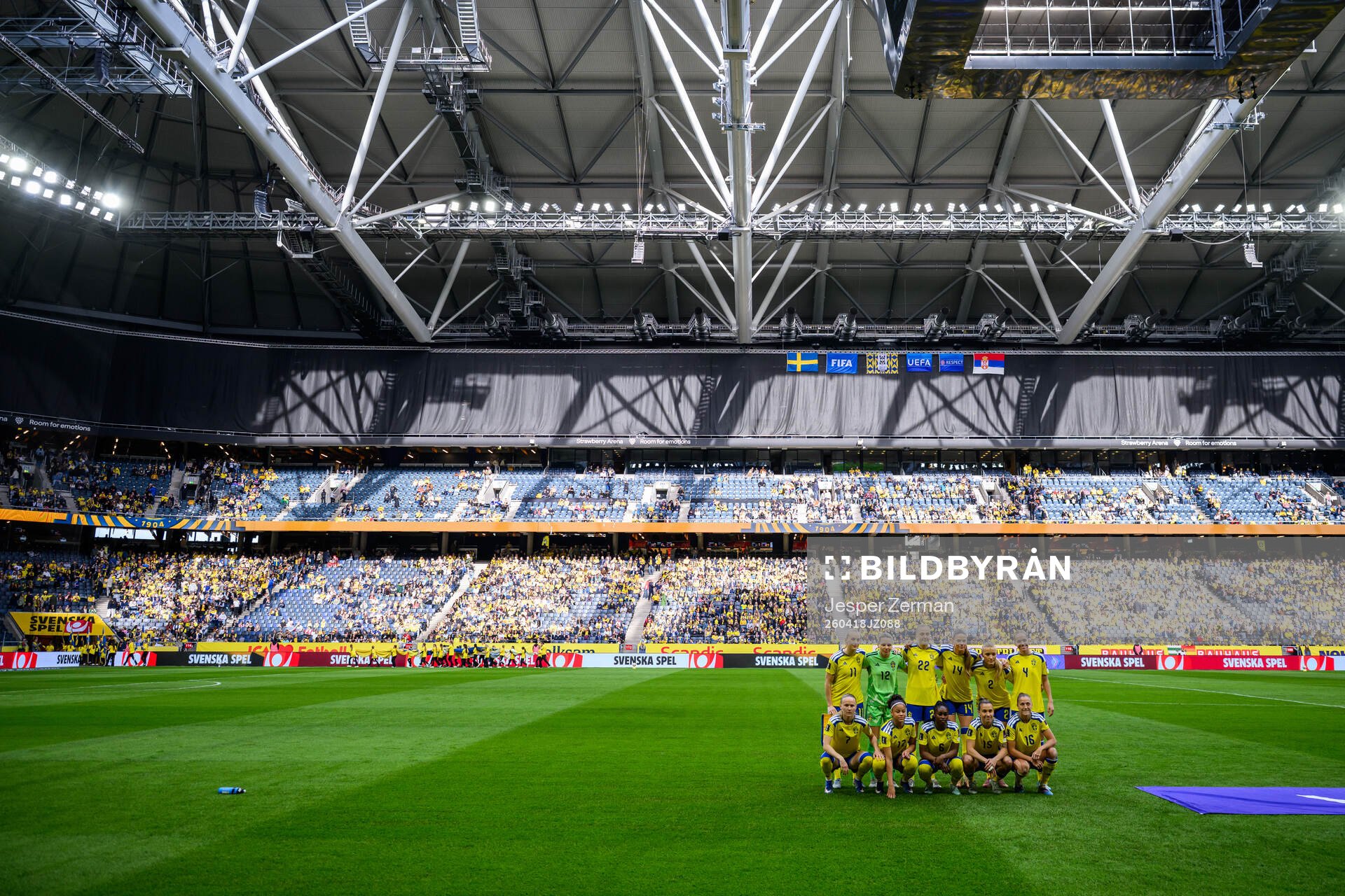 Top left Stina Blackstenius, goalkeeper Jennifer Falk, Elma