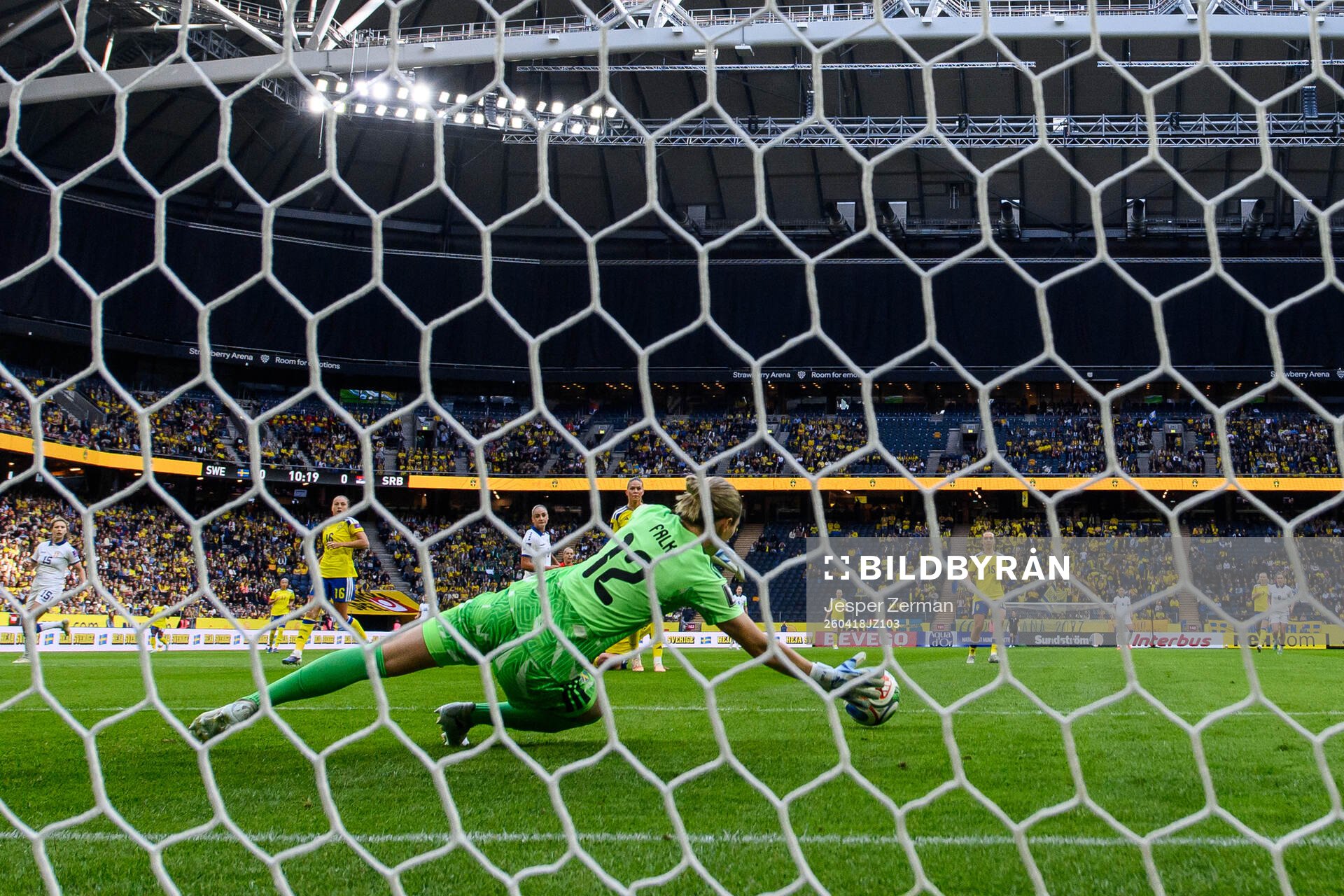 goalkeeper Jennifer Falk of Sweden