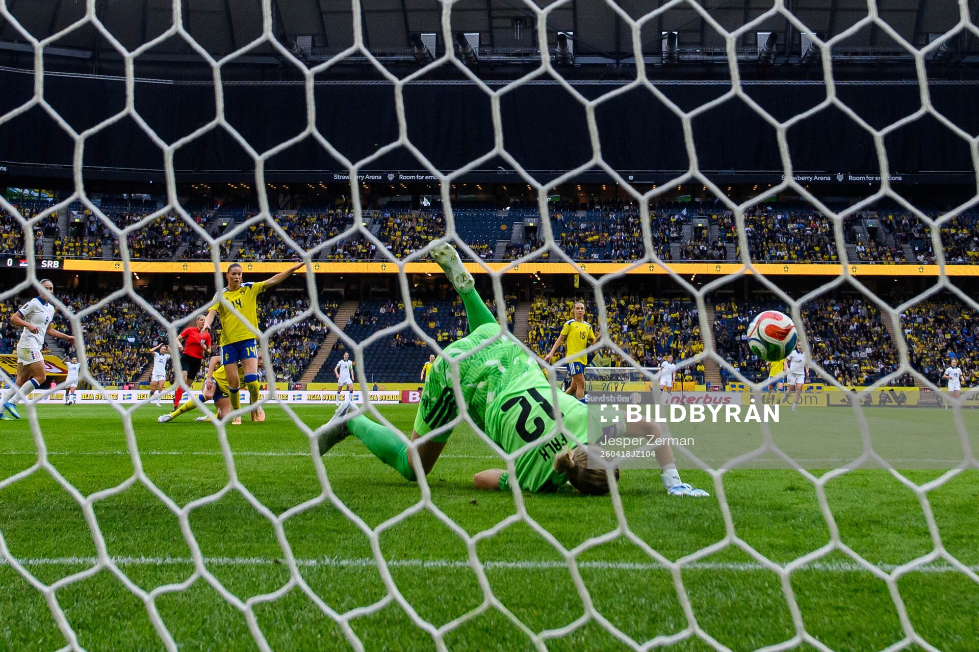 goalkeeper Jennifer Falk of Sweden