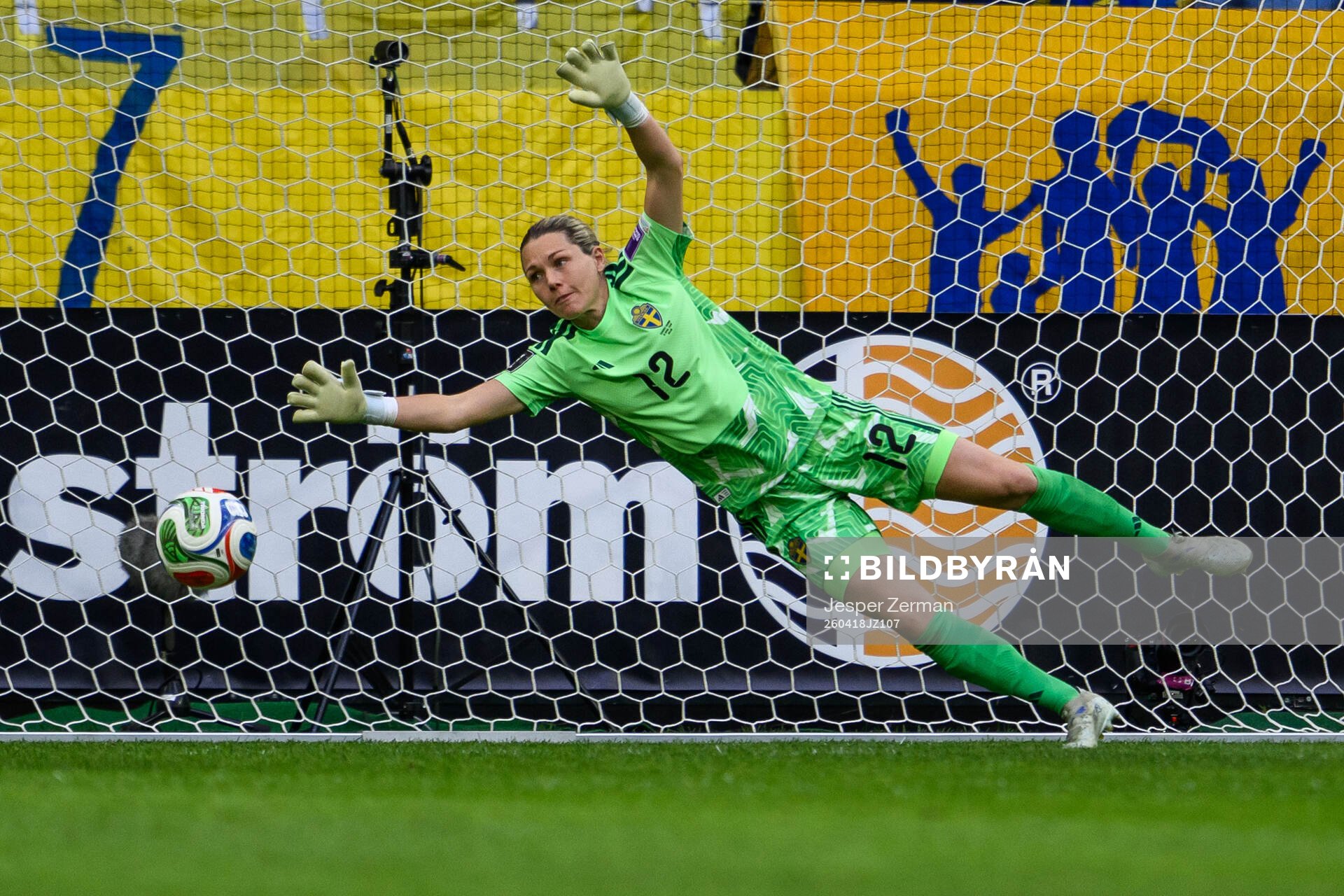 goalkeeper Jennifer Falk of Sweden