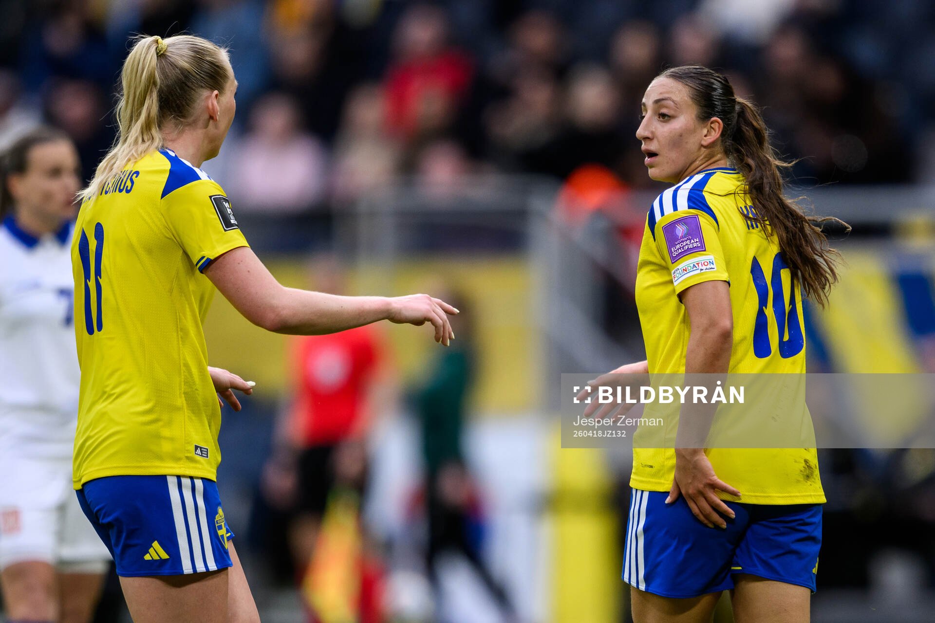 Stina Blackstenius and Rosa Kafaji of Sweden