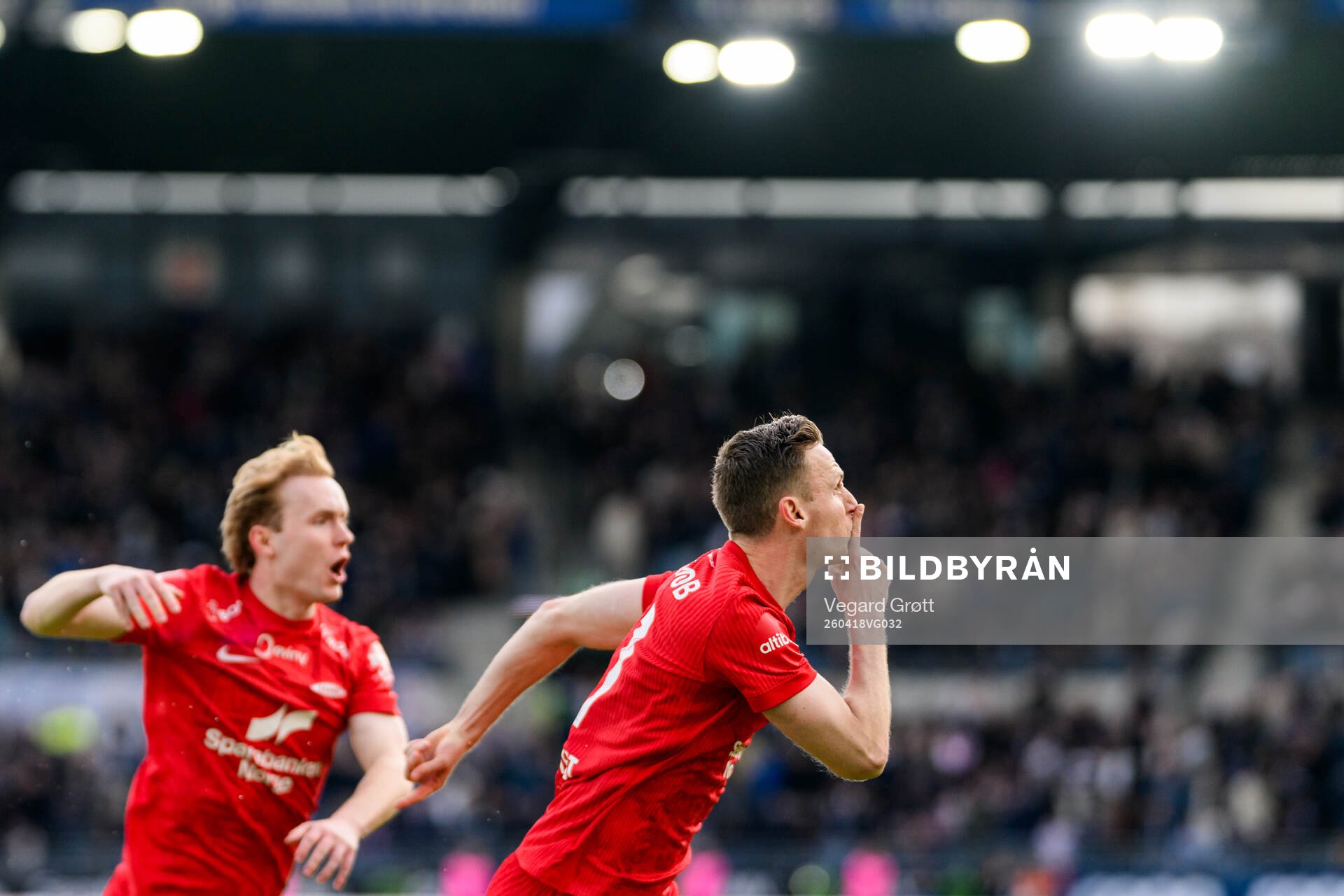 Joachim Soltvedt of Brann celebrates with teammate Markus