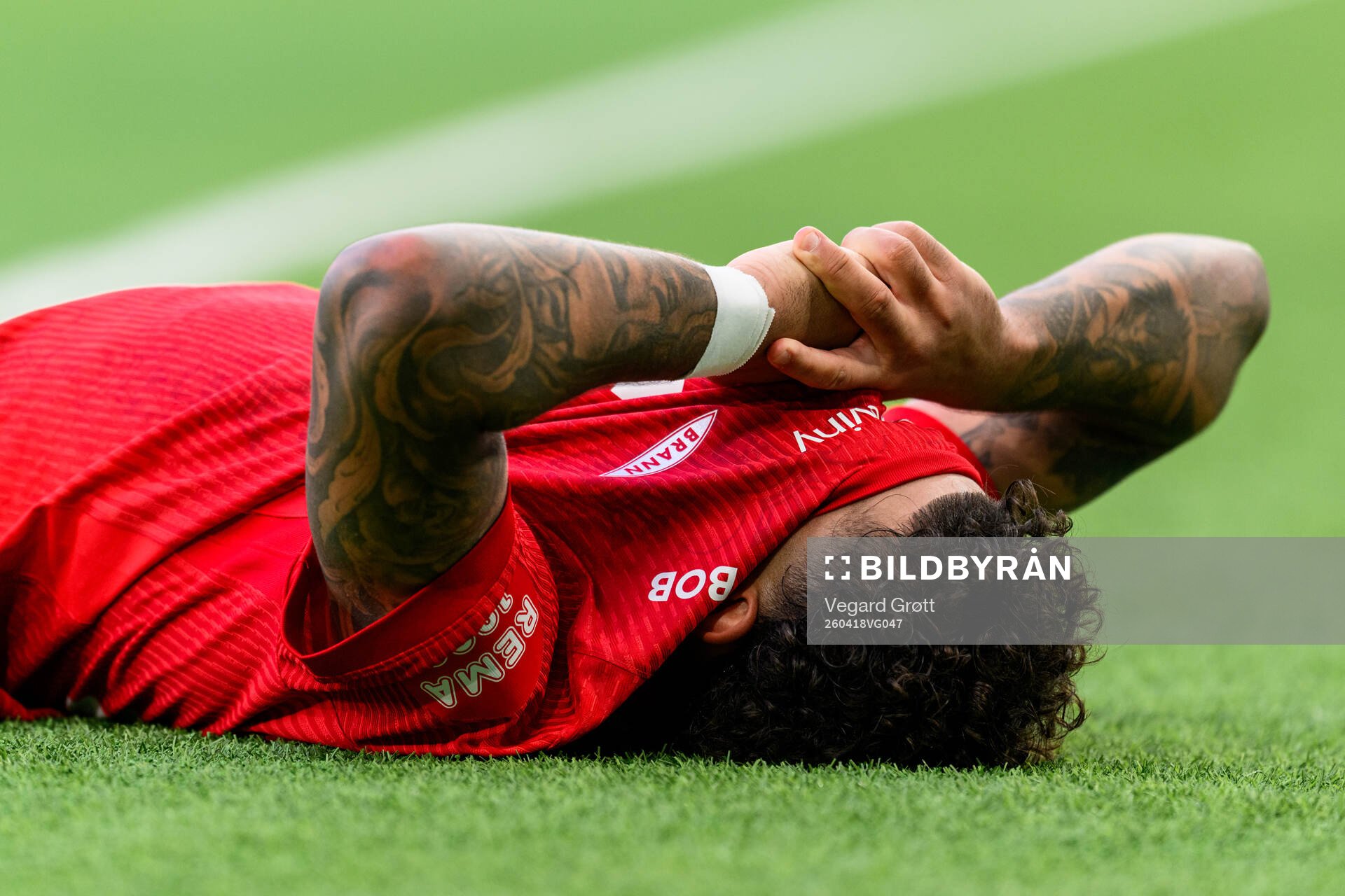 Noah Holm of Brann looks dejected