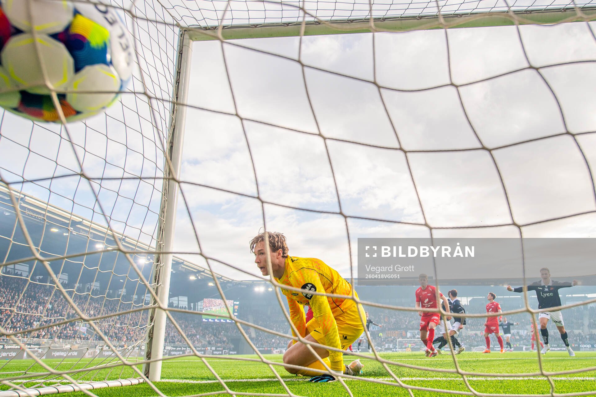 Goalkeeper Mathias Dyngeland of Brann lets in the 2-1 goal