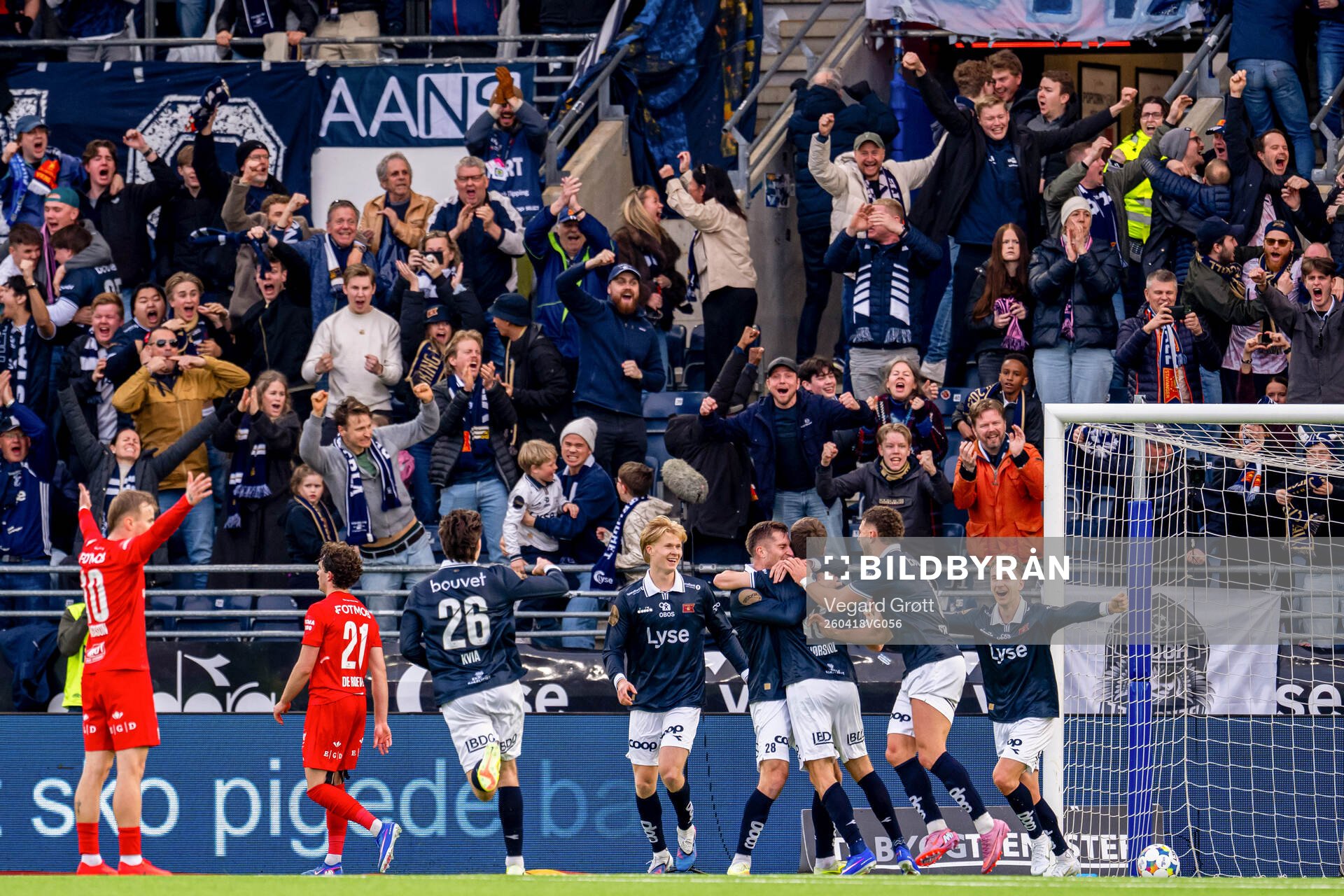 Sondre Bjørshol of Viking celebrates with teammates