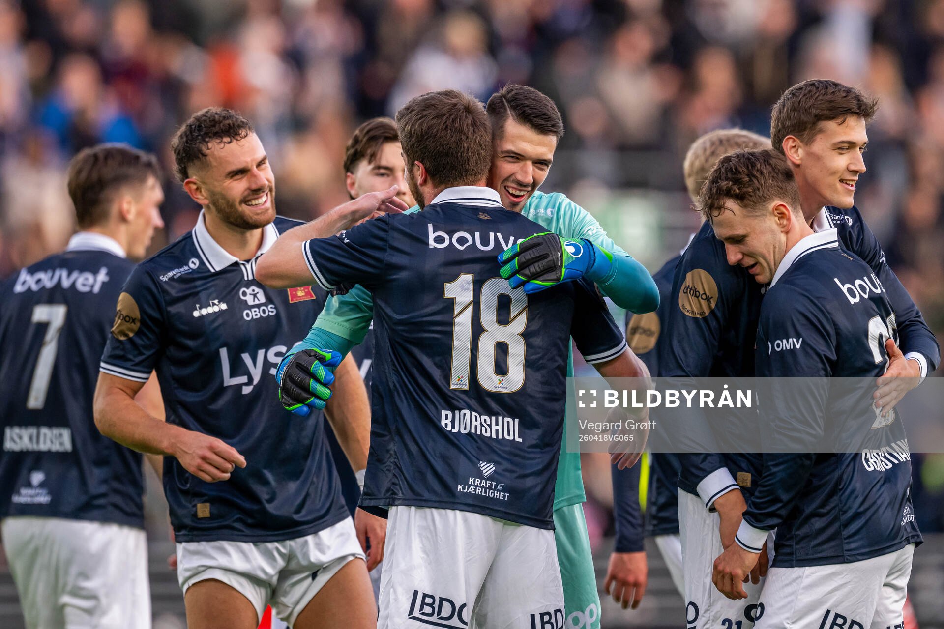 Goalkeeper Lubomir Belko and players of Viking