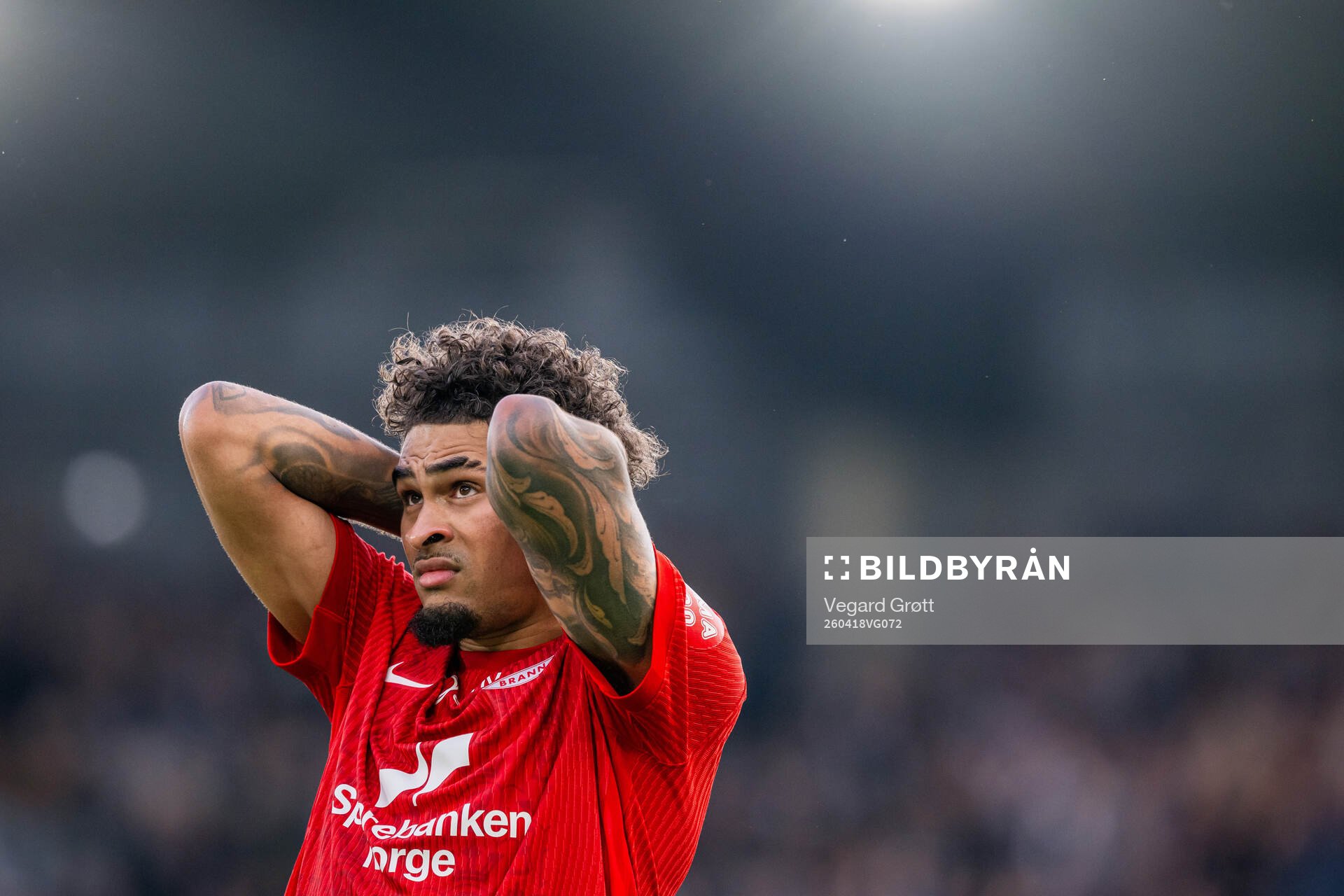 Noah Holm of Brann looks dejected