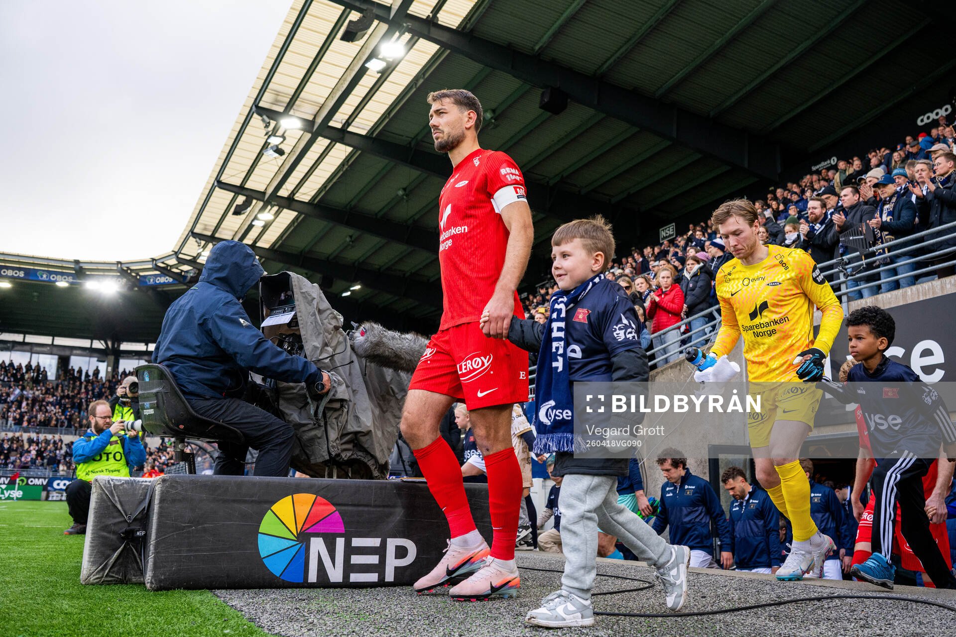 Fredrik Pallesen Knudsen of Brann enters the pitch