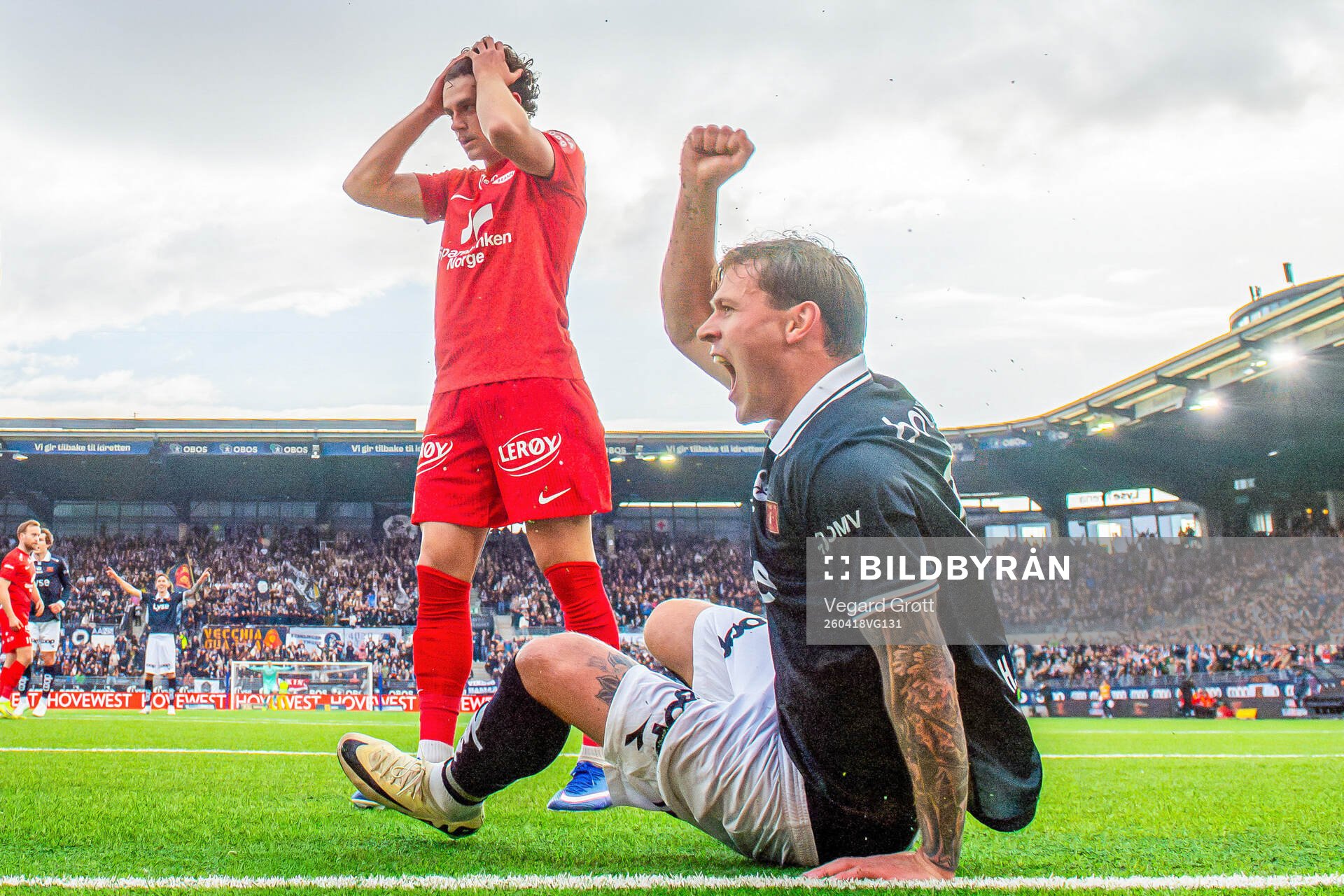 Herman Haugen of Viking celebrates and Denzel De Roeve of