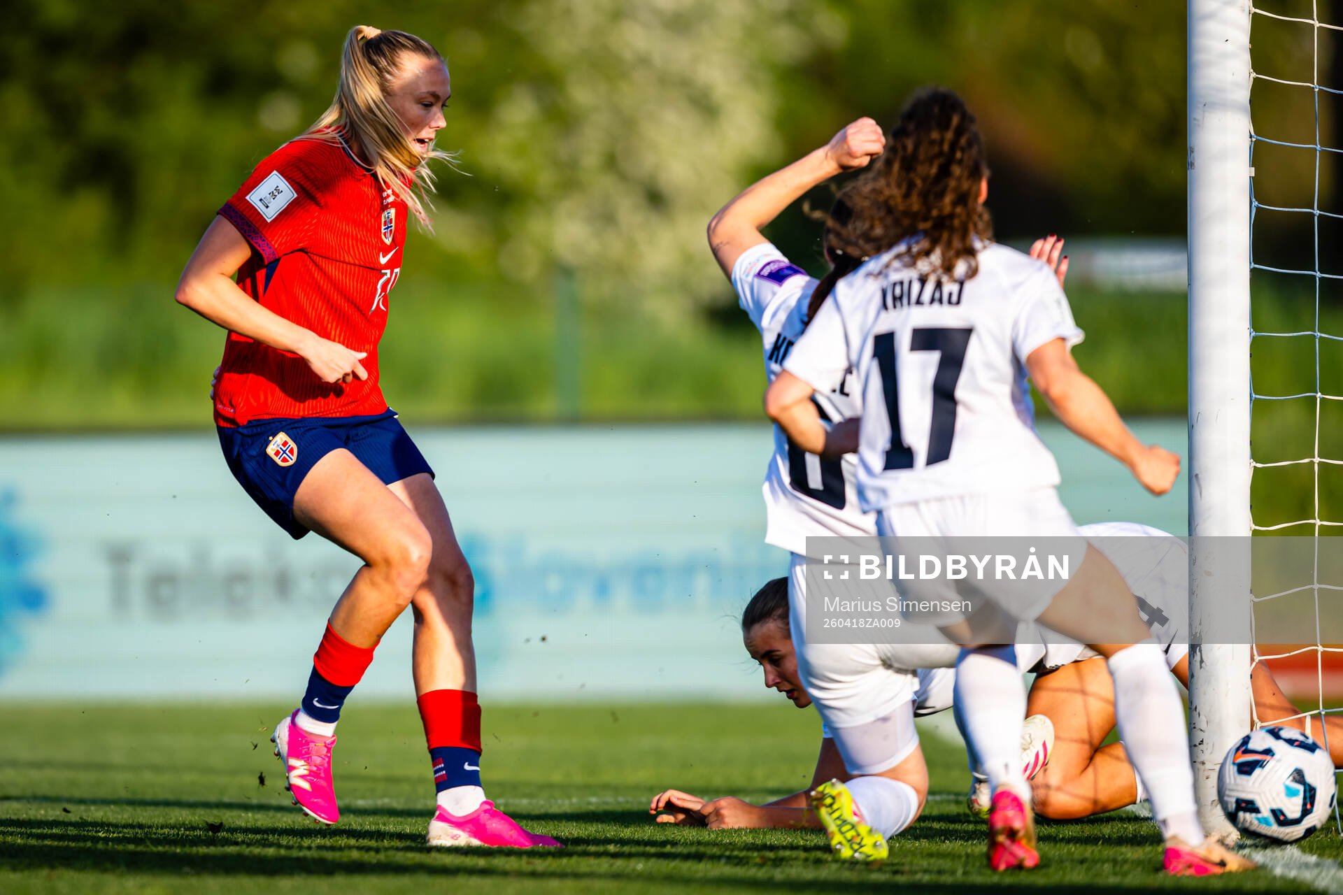 Synne Sofie Kinden Jensen of Norway scores the 1-2 goal