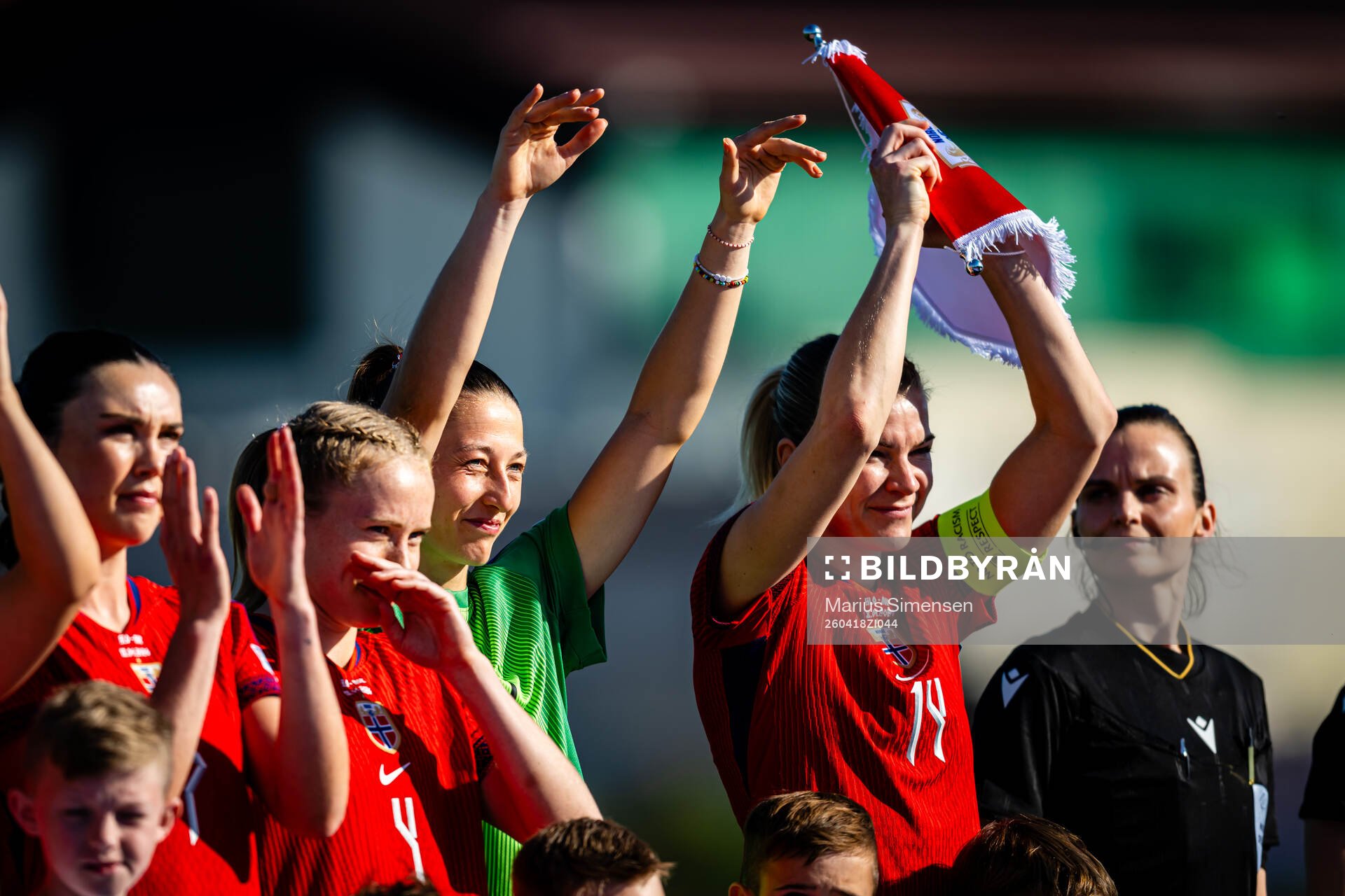 Goalkeeper Cecilie Fiskerstrand and Ada Hegerberg of Norway