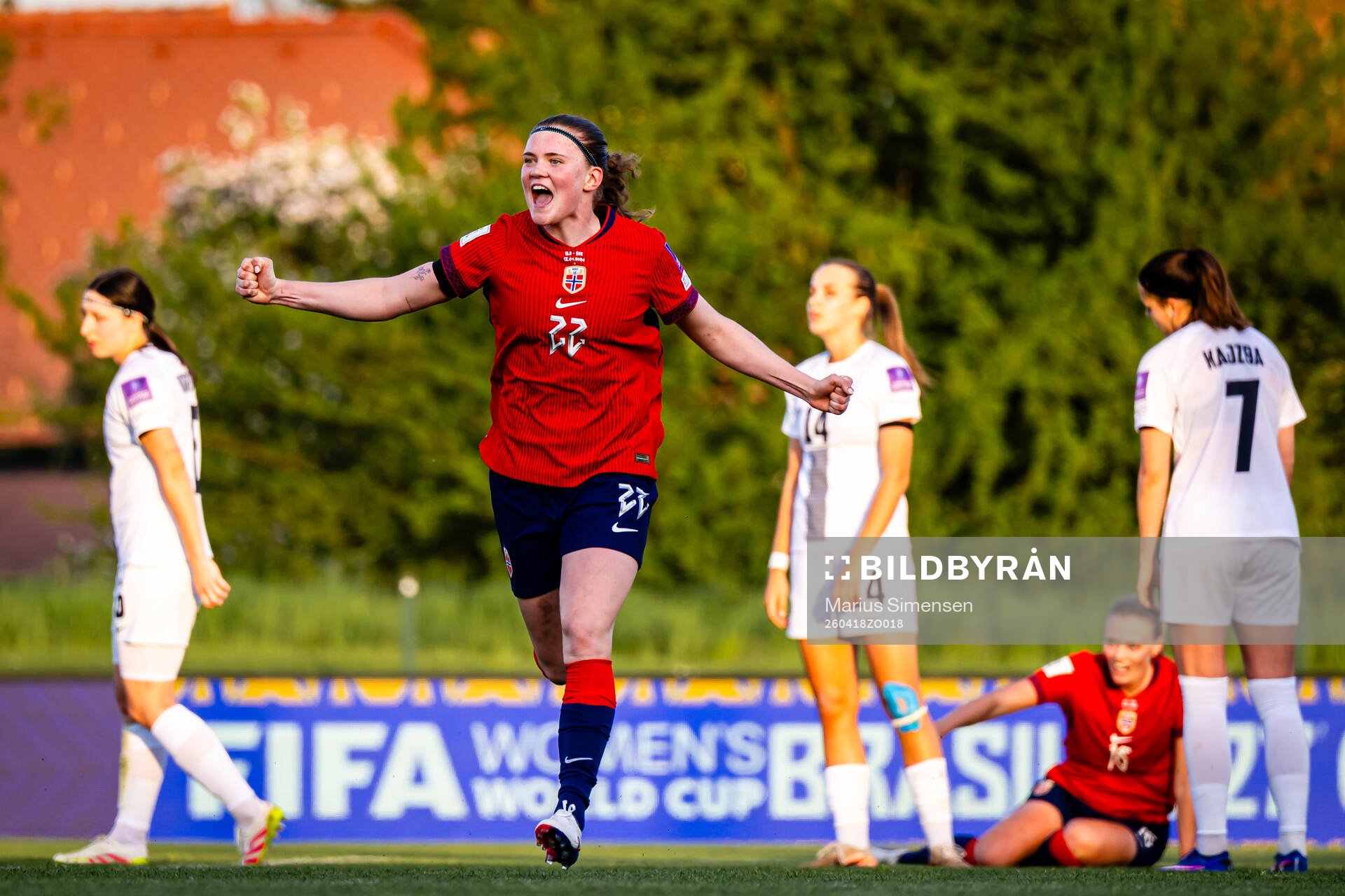 Signe Gaupset of Norway celebrates