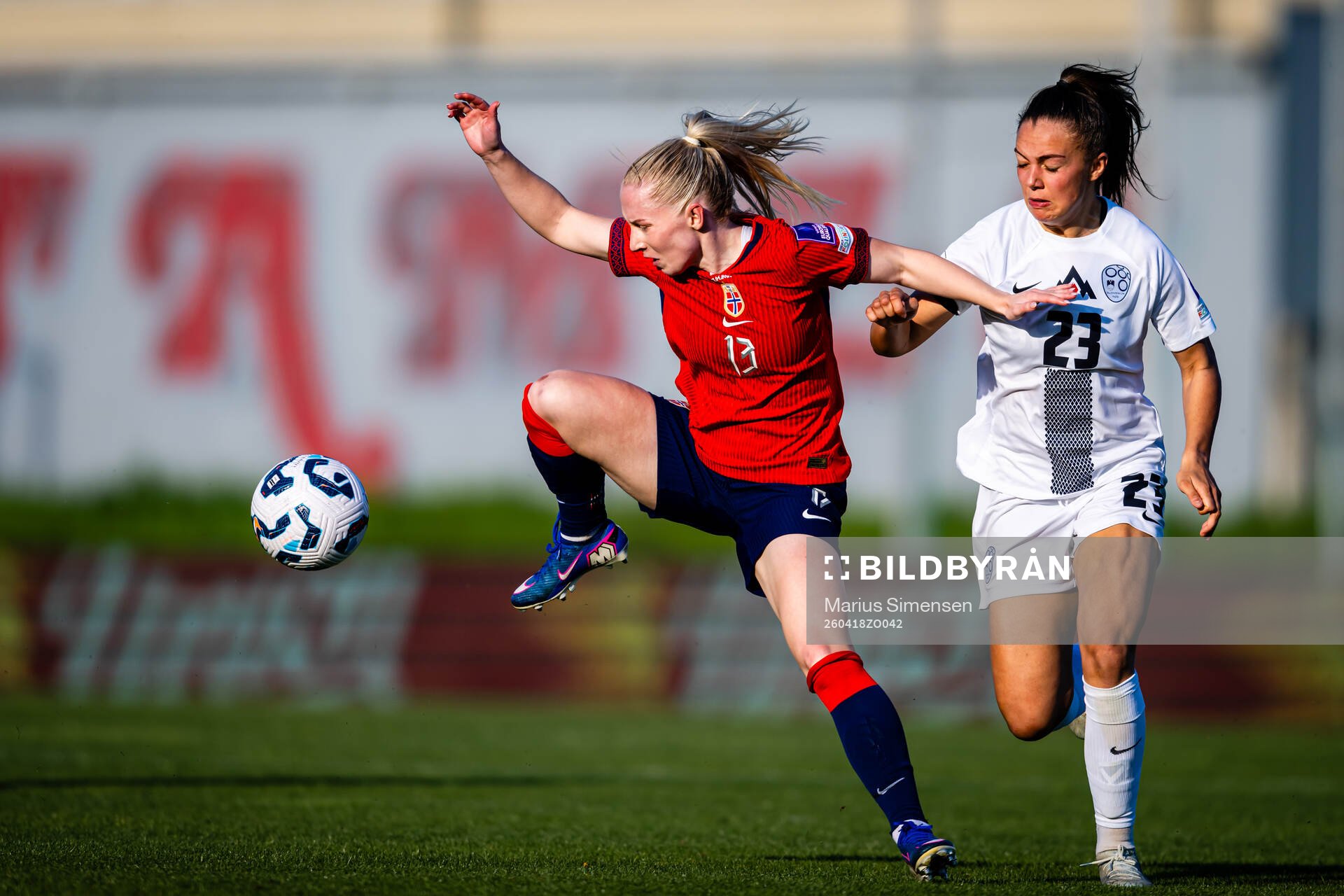 Thea Bjelde of Norway and Maja Sternad of Slovenia